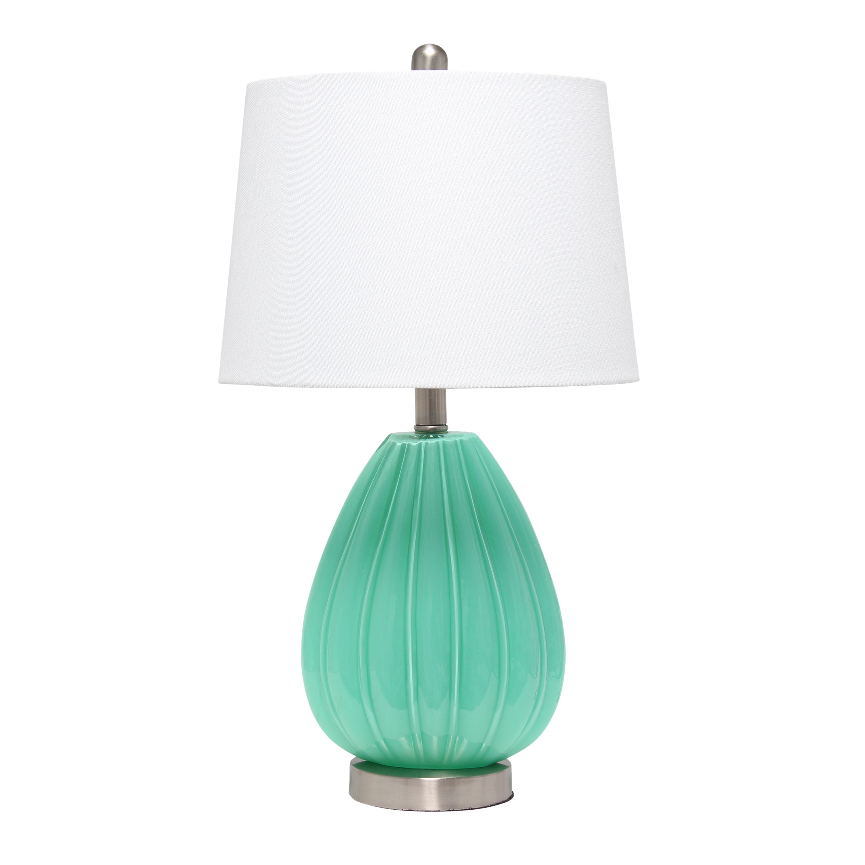 Lalia Home Pleated Table Lamp With White Fabric Shade, Seafoam