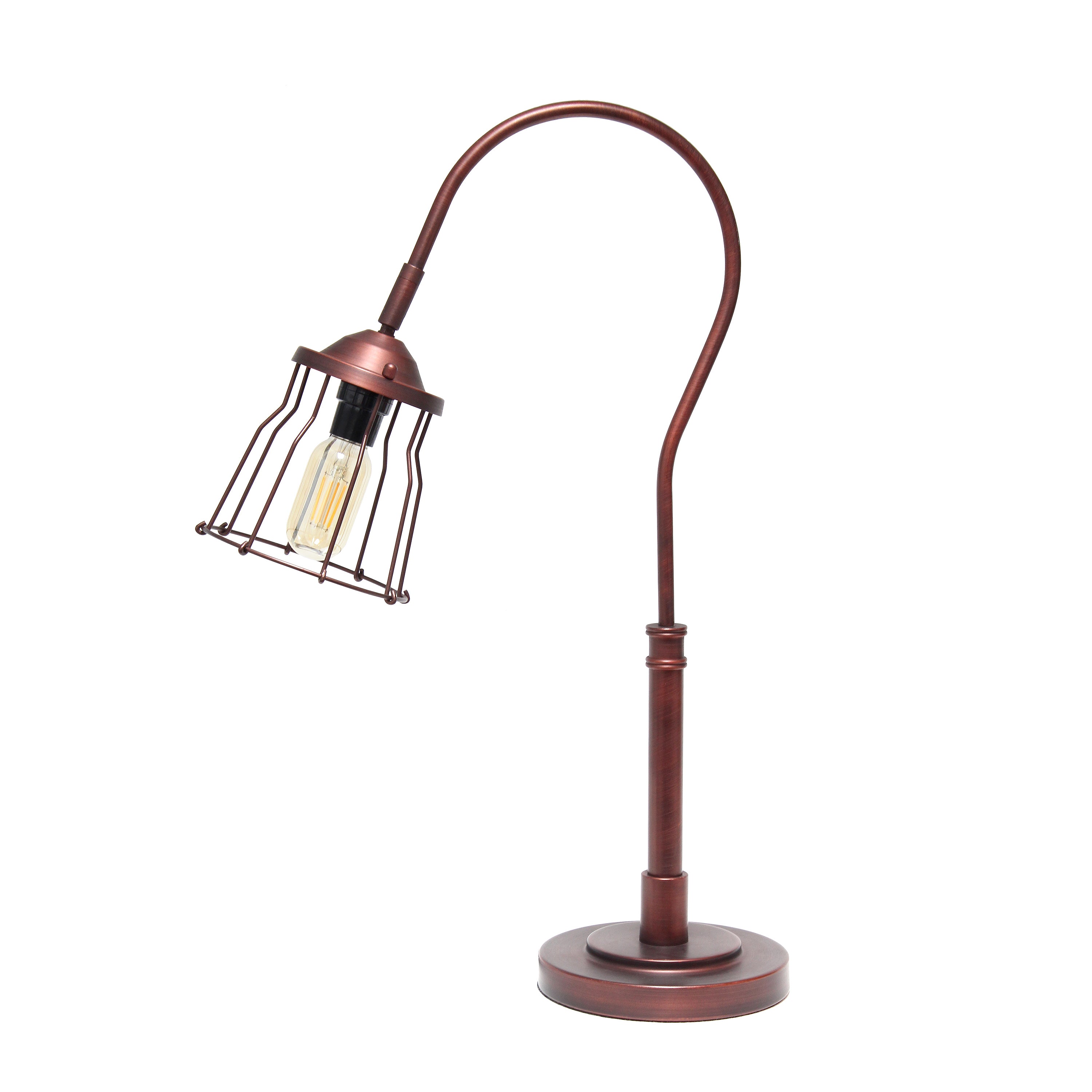Lalia Home Rustic Caged Shade Table Lamp, Red Bronze