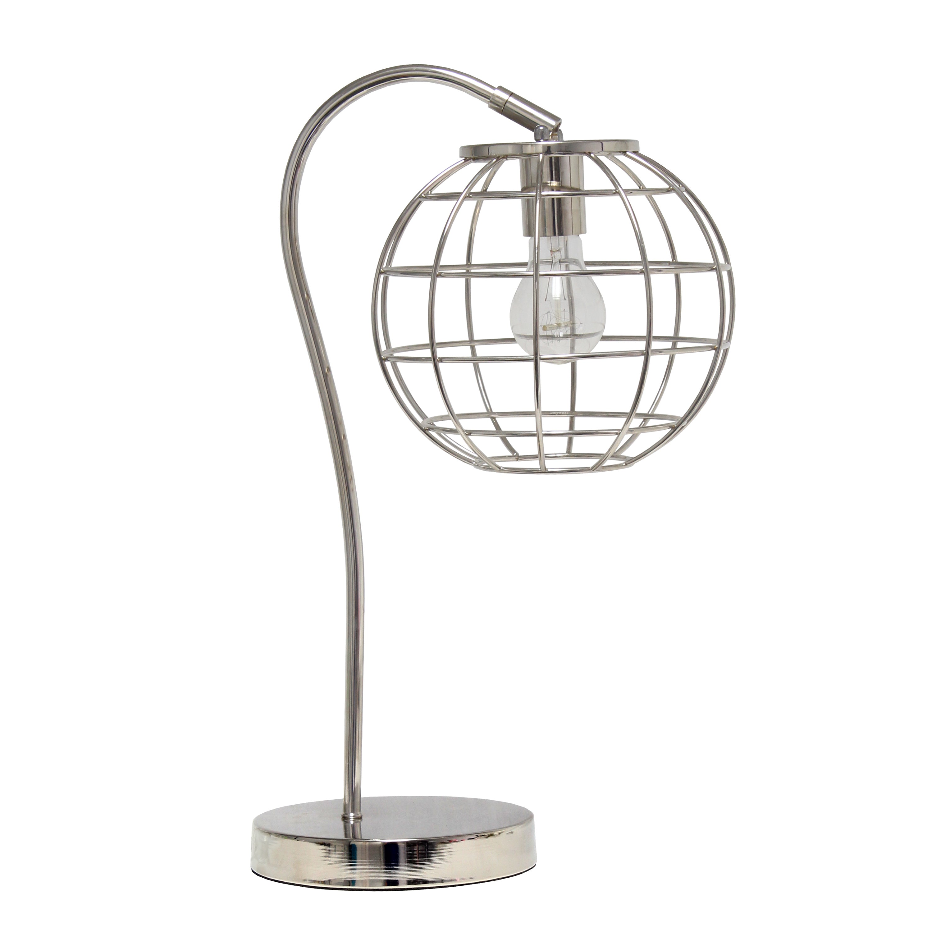 Lalia Home Arched Metal Cage Table Lamp, Chrome