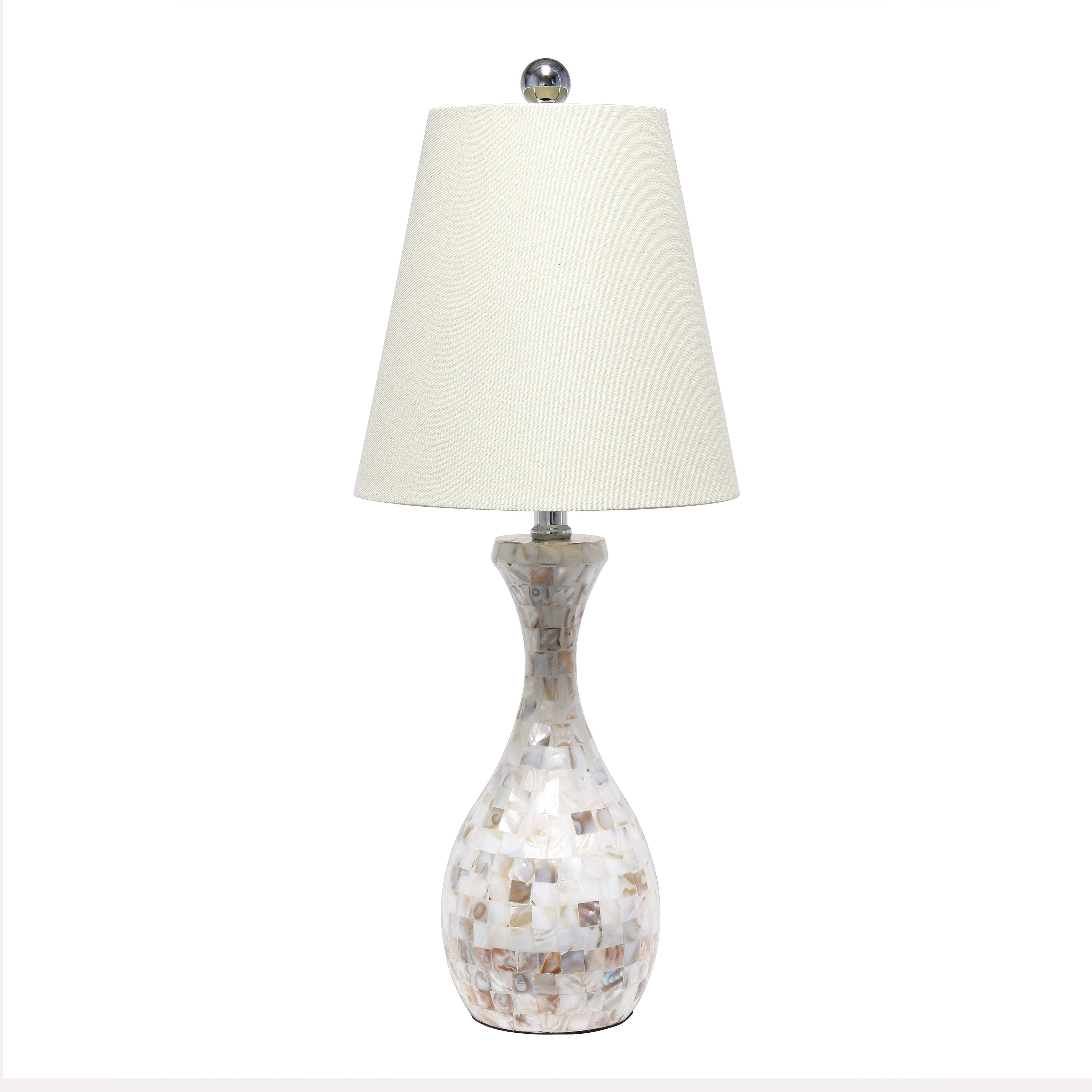 Lalia Home Malibu Curved Mosaic Seashell Table Lamp With Chrome Accents