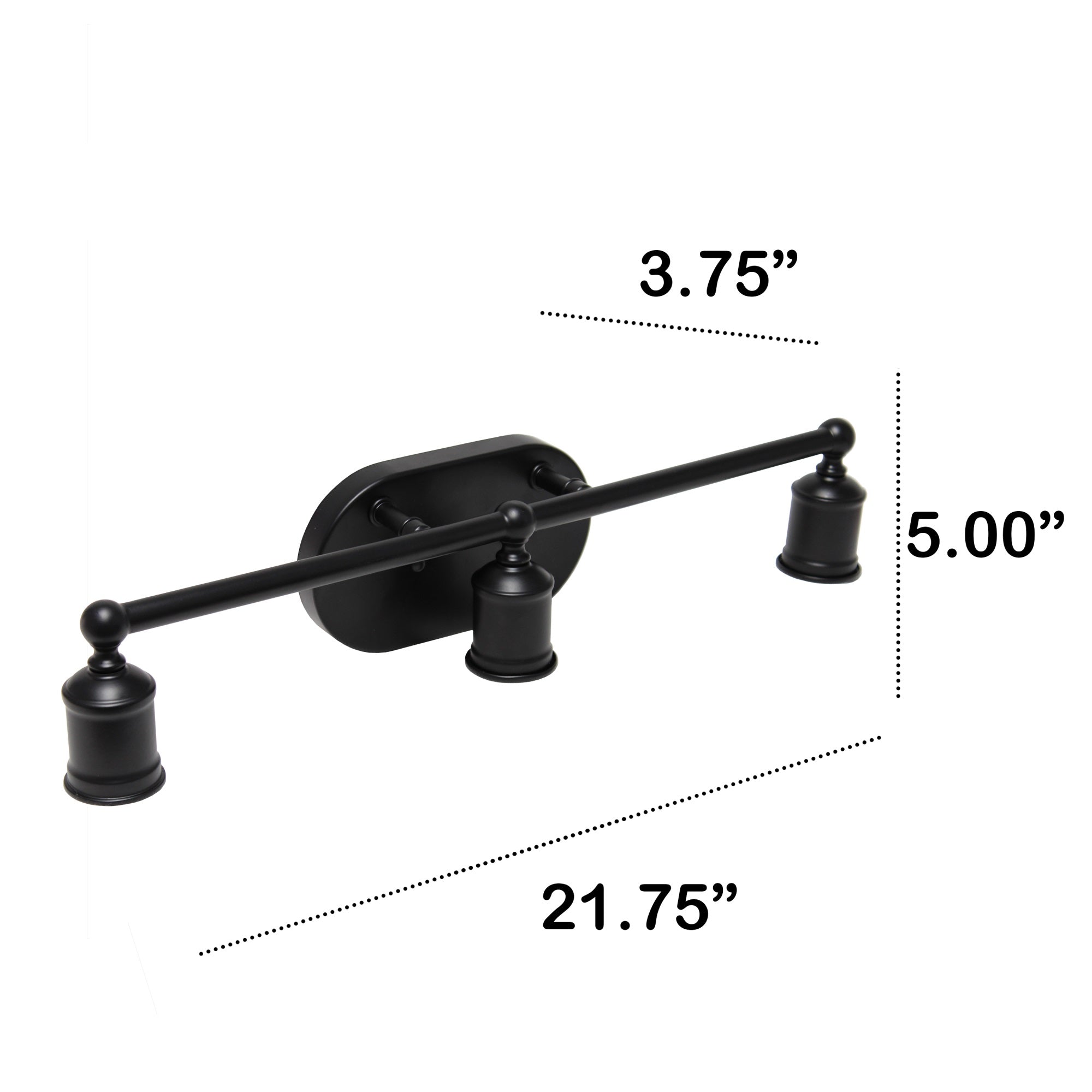 3 Light Industrial Metal Vanity Light, Matte Black