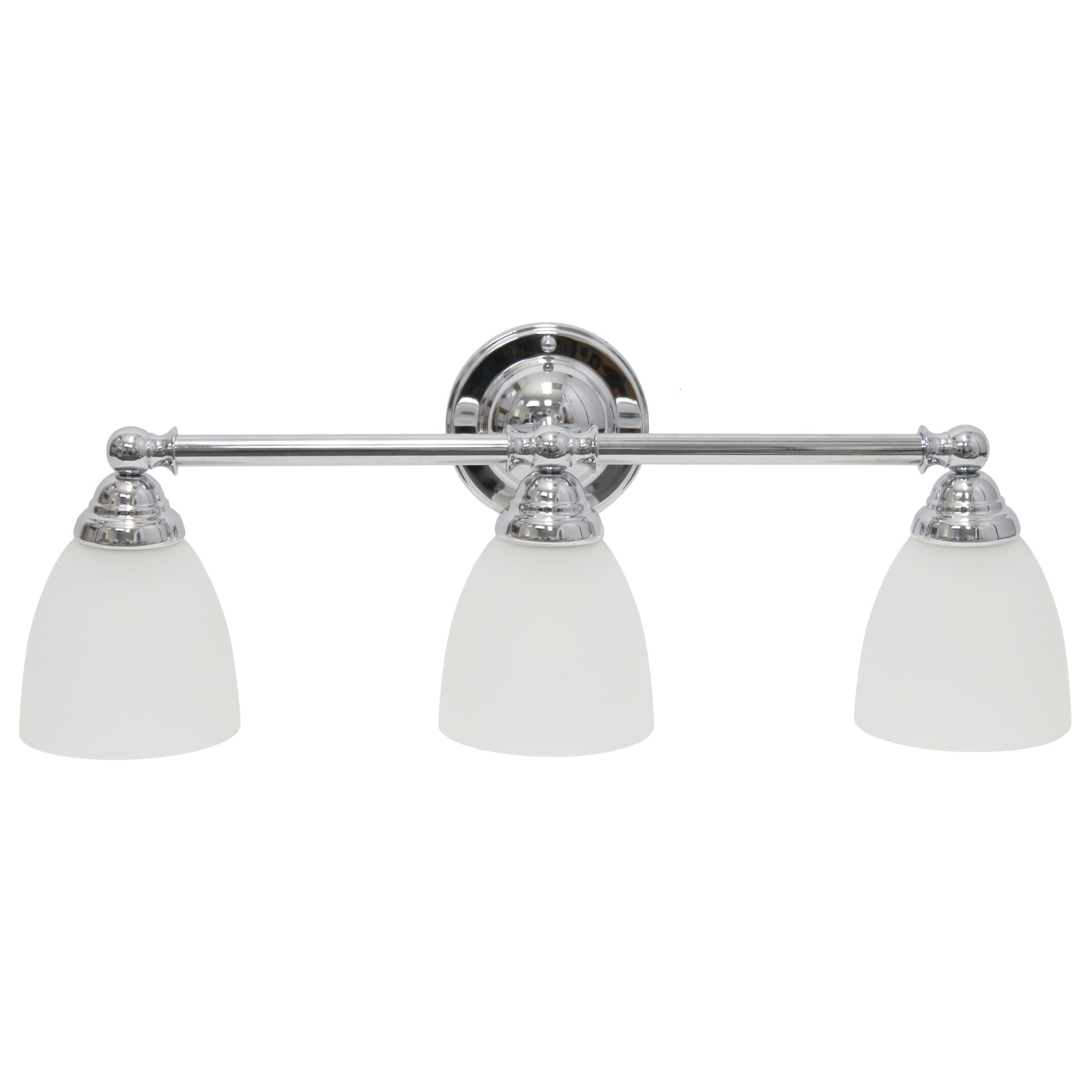 Lalia Home Essentix Traditional Three Light Metal And Translucent Glass Shade Vanity Uplight Downlight Wall Mounted Fixture For Bathroom, Entryway, Hallway, Chrome