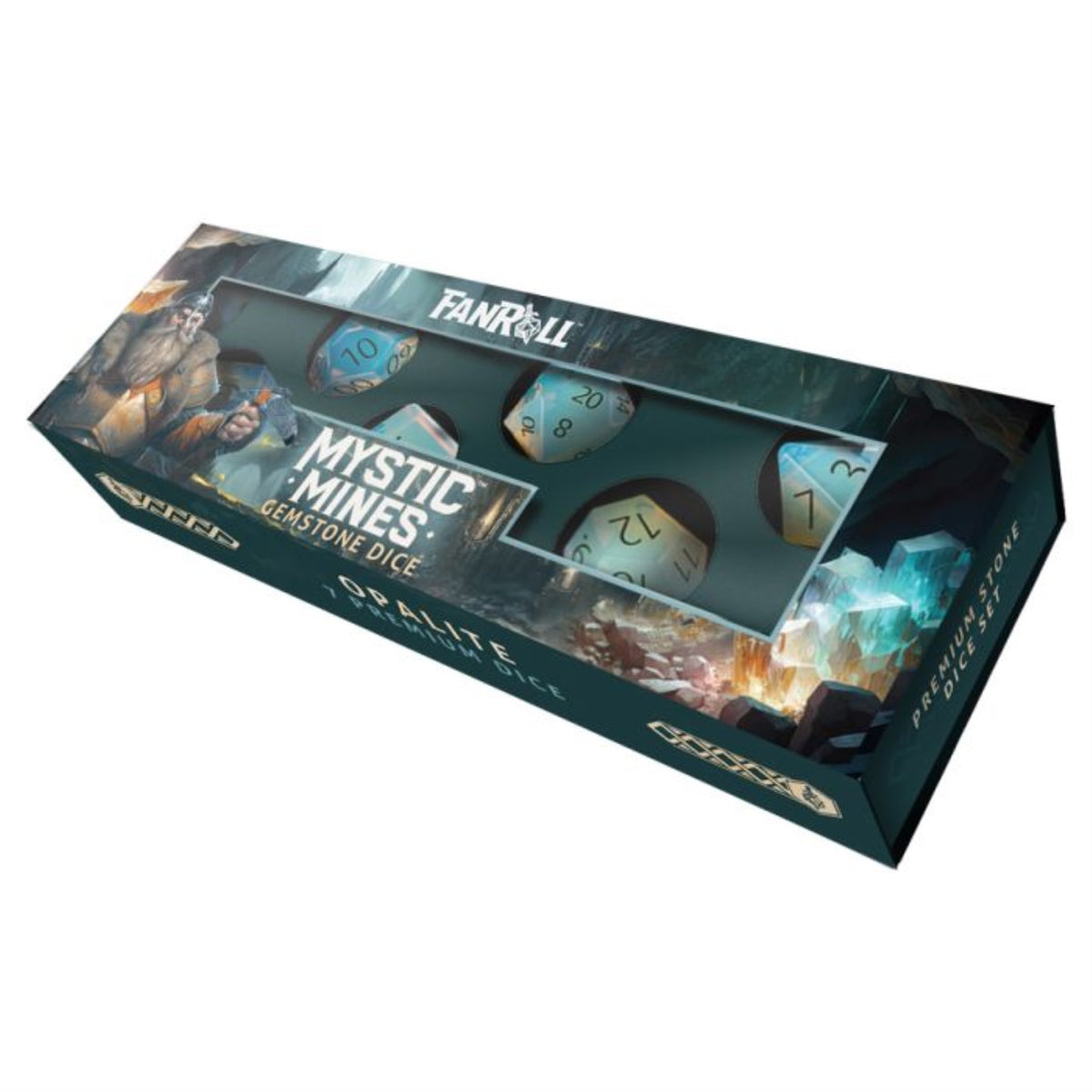 7-Set Stone Polyhedral 16Mm: Mystic Mines: Opalite