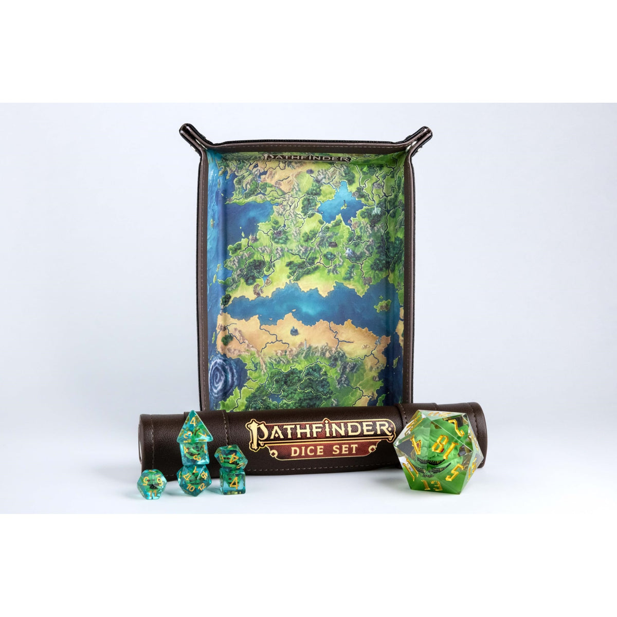 Metallic Dice Games Fanroll Pathfinder Bundle Dice Set/Dice Bag/Dice Tray