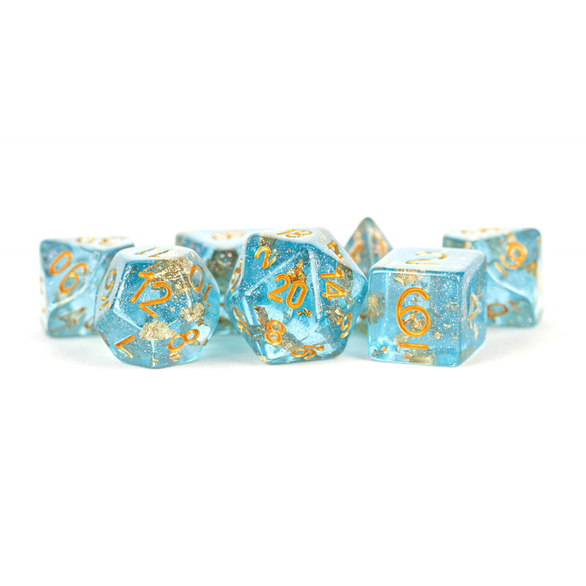 Foil Dice: Blue W/Gold Foil 16Mm Poly Dice Set