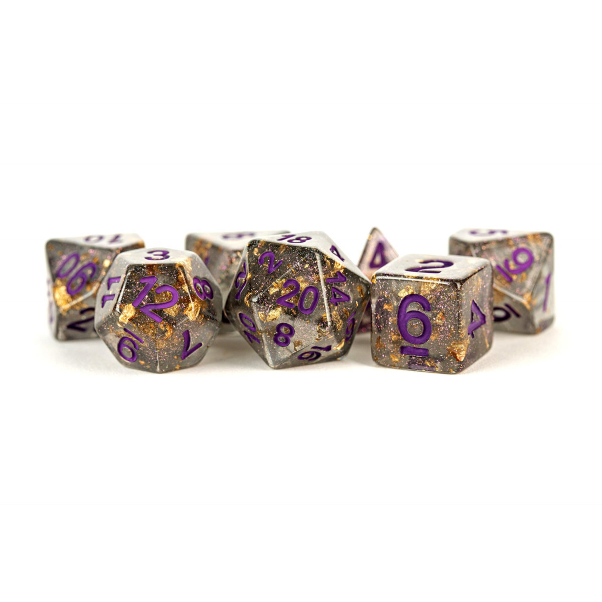 Foil Dice: Gray W/ Gold Foil 16Mm Poly Dice Set