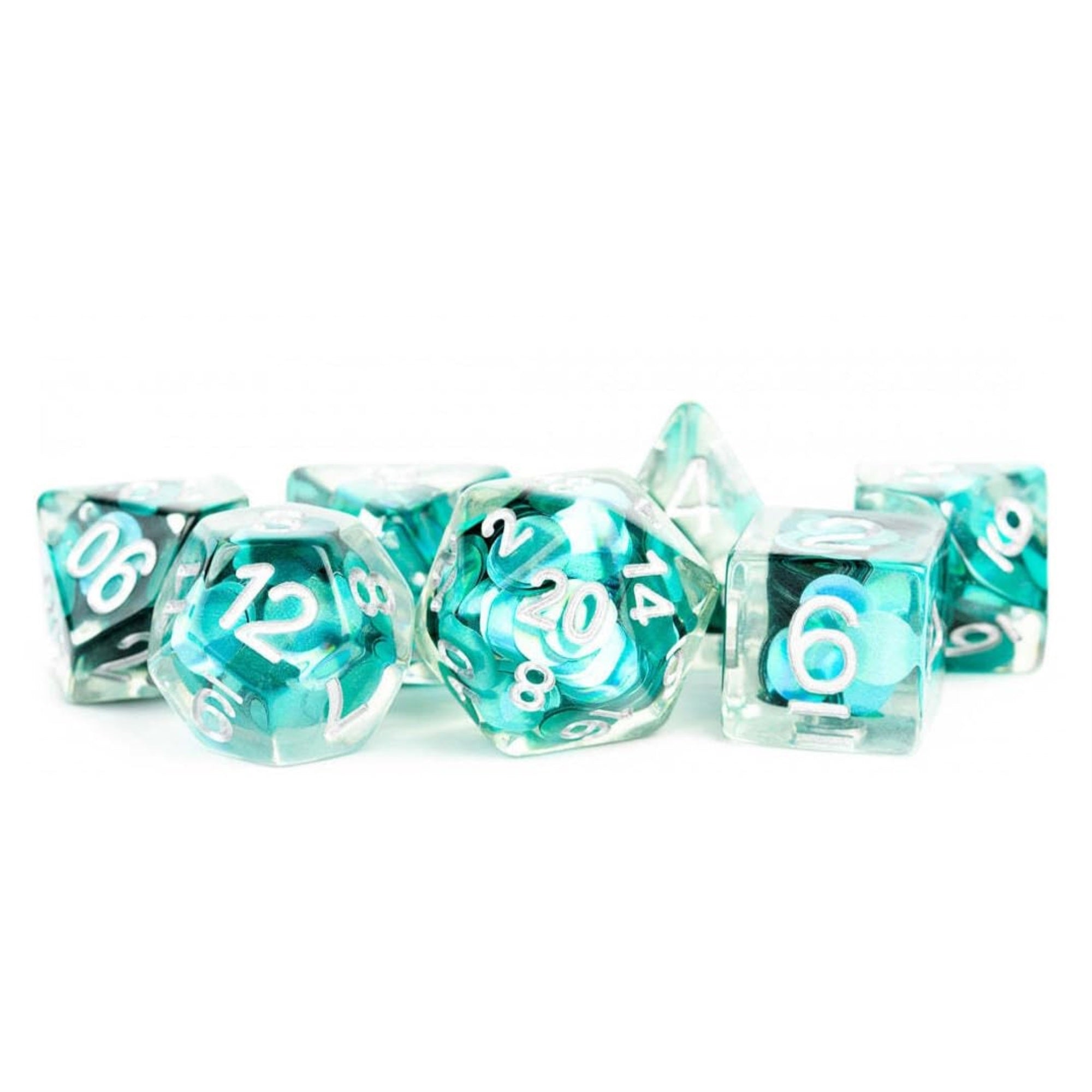 Fanroll By Metallic Dice Games 16Mm Resin Poly Dnd Dice Set: Mermaid Scales, Role Playing Game Dice For Dungeons And Dragons