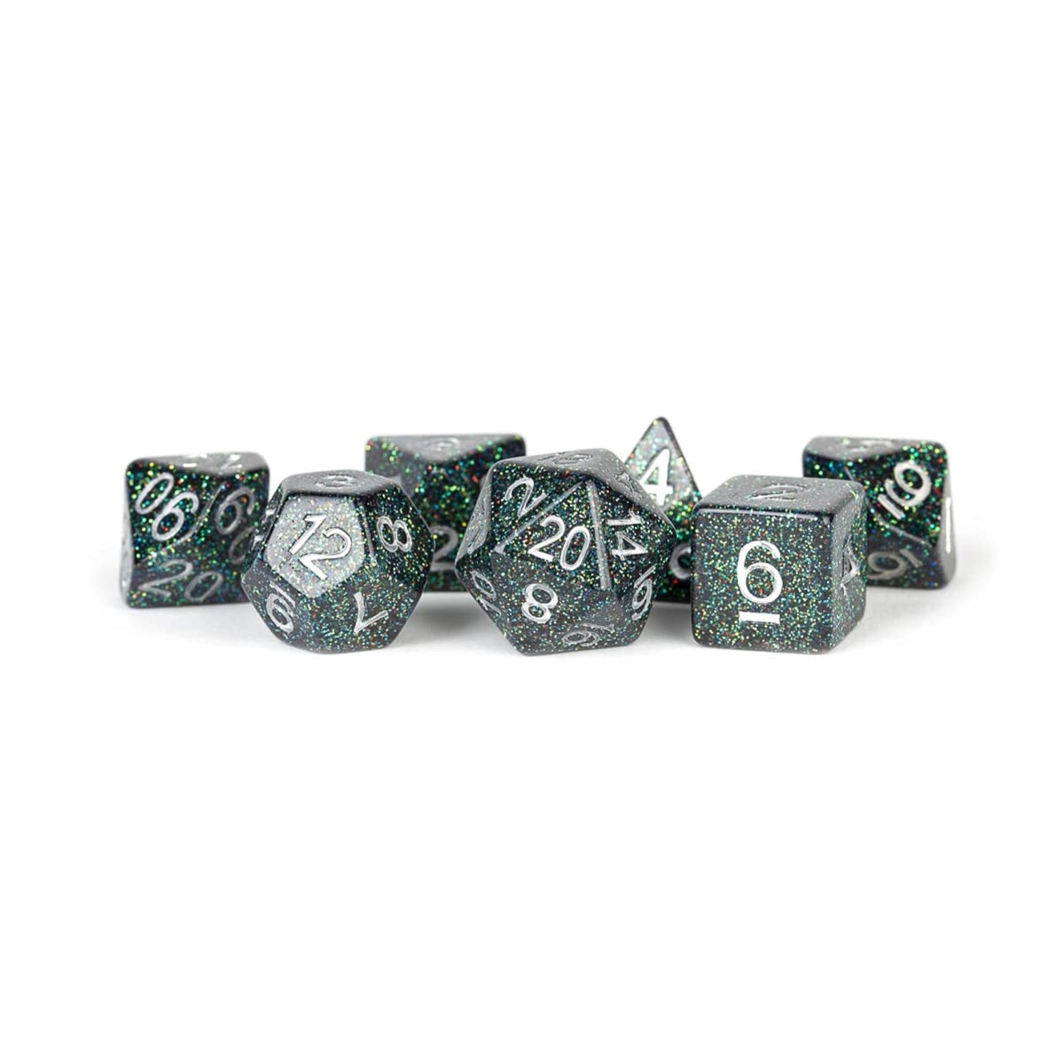 Metallic Dice Games Lic747 Polyhedral Astro Mica Dice Set, Multi Color - Set Of 7