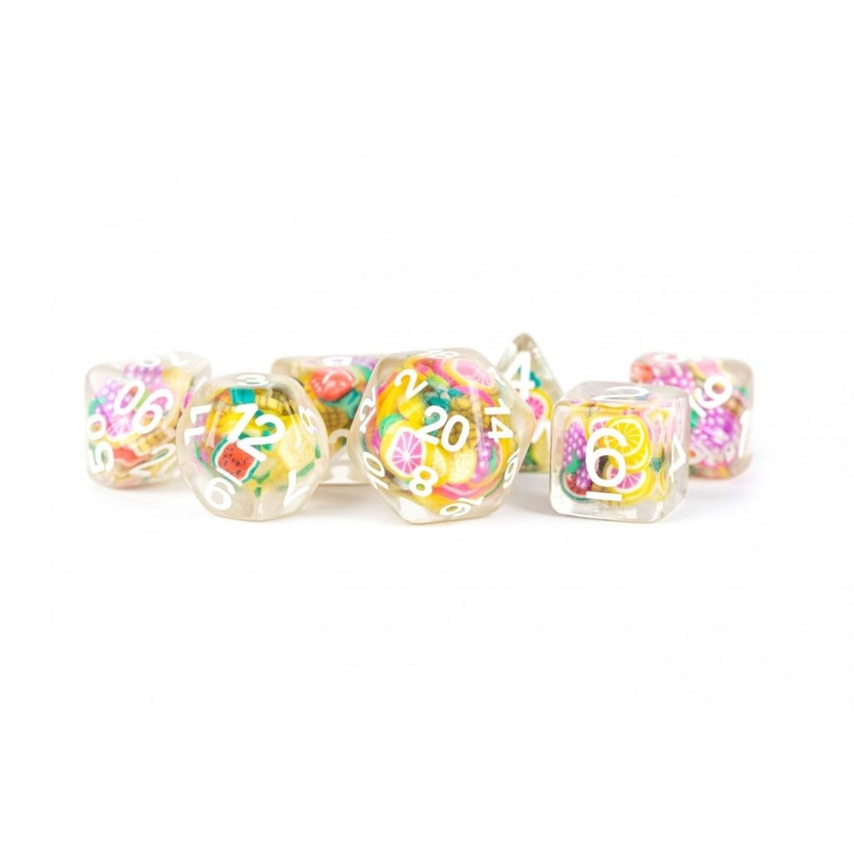 Fanroll By Metallic Dice Games 16Mm Resin Poly Dnd Dice Set: Fruit Dice, Role Playing Game Dice For Dungeons And Dragons