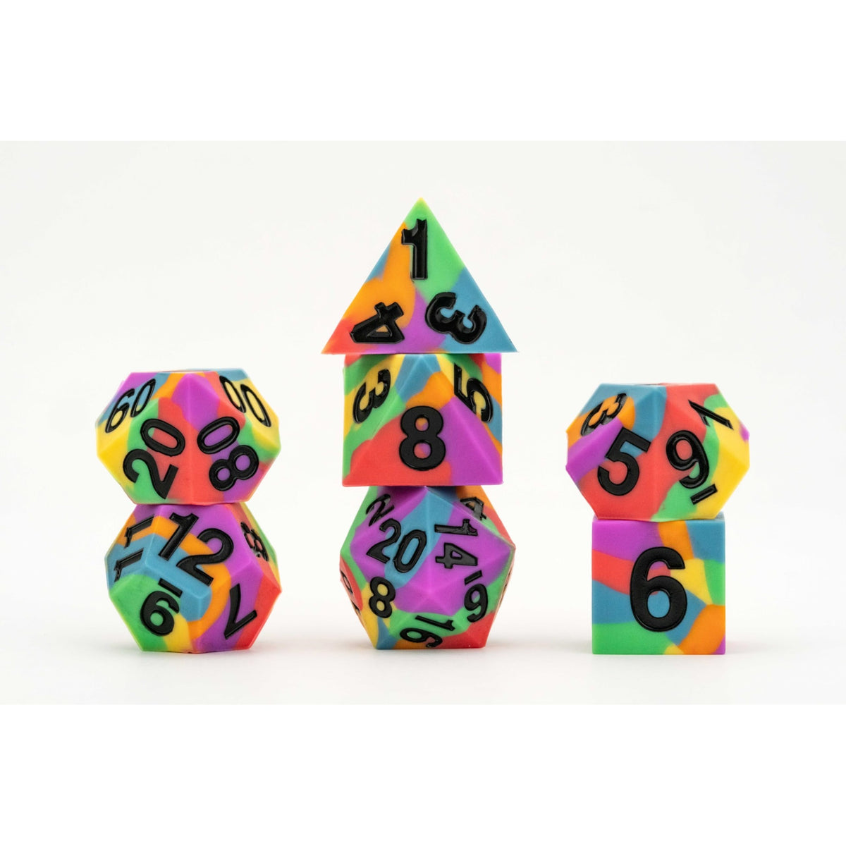 Fanroll By Metallic Dice Games 16Mm Pride Sharp Edge Silicone Rubber Poly Dice Set: Rainbow Flag