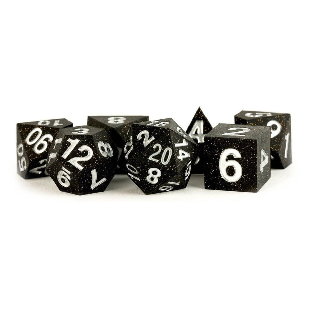 Fanroll By Metallic Dice Games 16Mm Sharp Edge Silicone Rubber Poly Dnd Dice Set: Gold Scatter, Role Playing Game Dice For Dungeons And Dragons