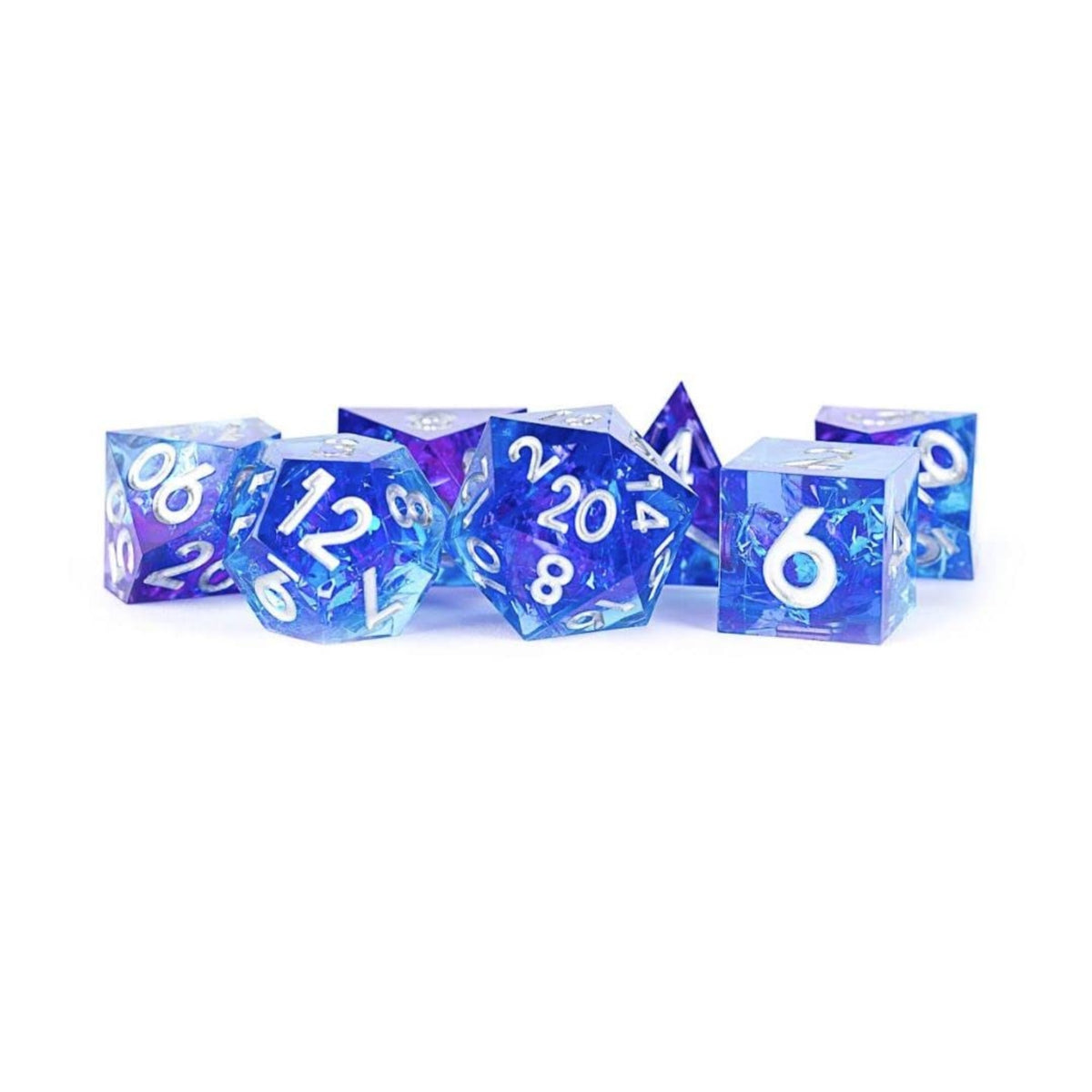 Fanroll By Metallic Dice Games Handcrafted Sharp Edge Resin Dnd Dice Set: Oceanic Flare, Role Playing Game Dice For Dungeons And Dragons