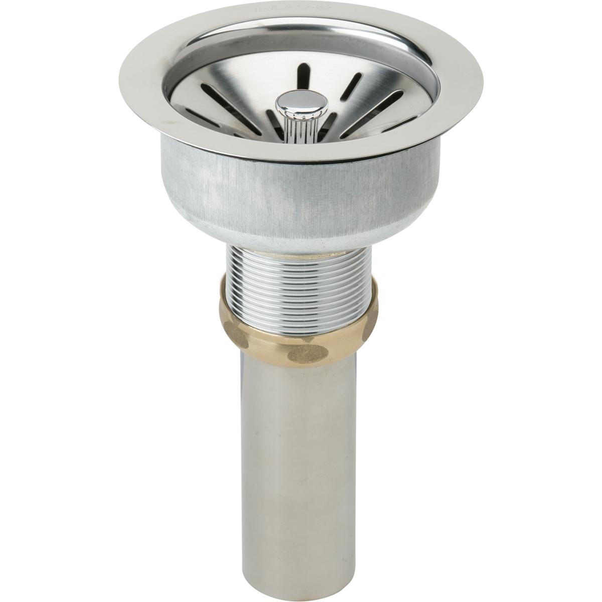 Elkay 3-1/2 Drain Fitting Type 316 Stainless Steel Body, Strainer Basket With Rubber Seal And Tailpiece