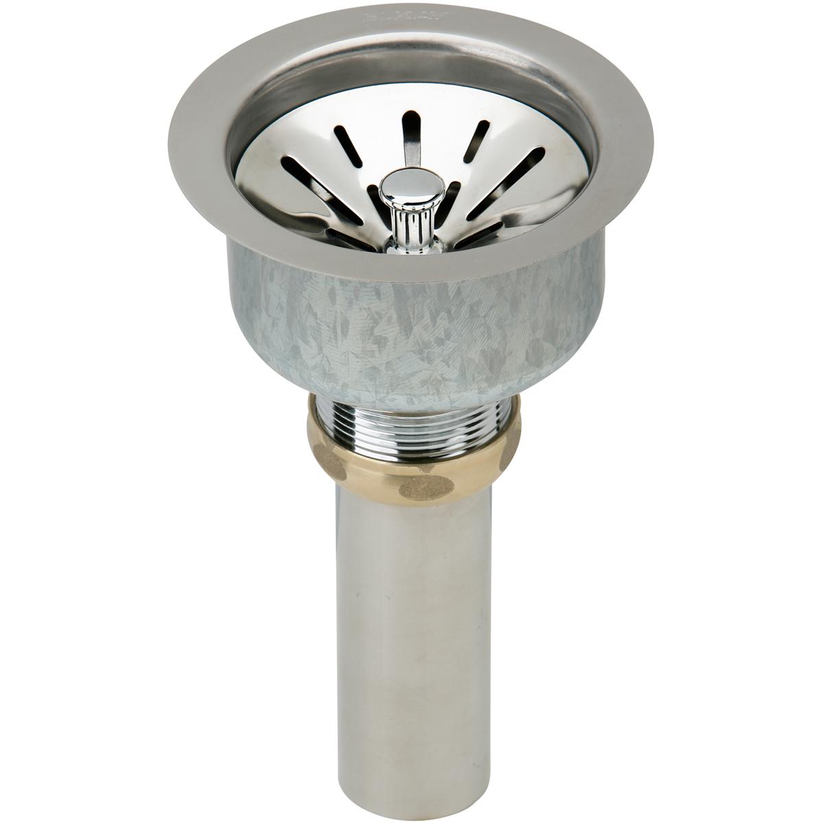 Elkay Deluxe 3-1/2 Drain Type 304 Stainless Steel Body, Strainer Basket Rubber Seal And Tailpiece