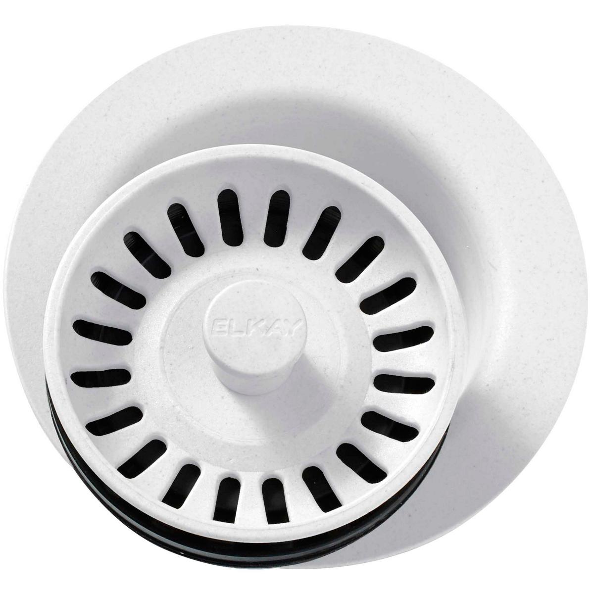 Elkay Polymer 3-1/2 Disposer Flange With Removable Basket Strainer And Rubber Stopper White