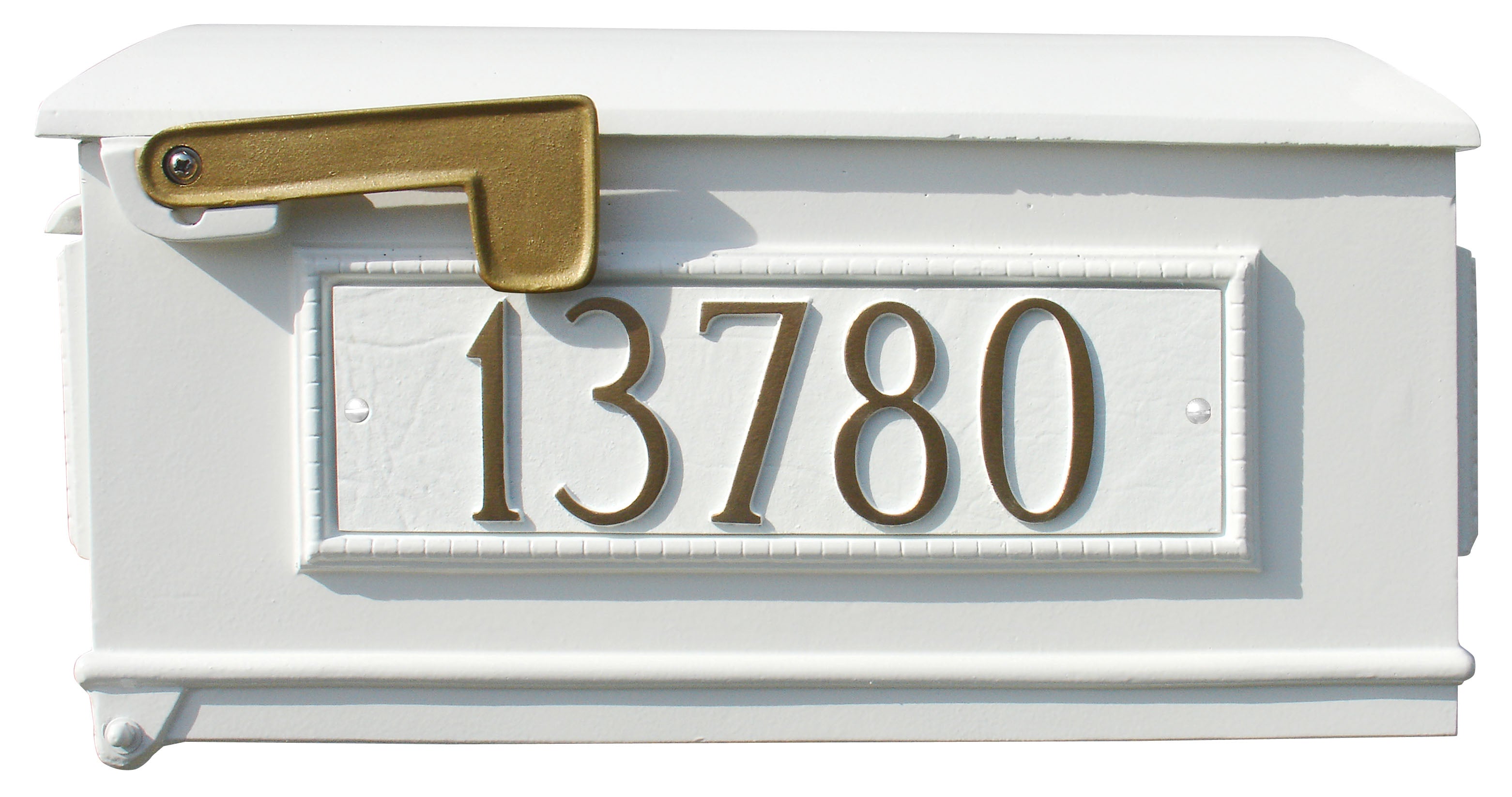 Lewiston Mailbox only with 3 cast aluminum personalized address plates  , White