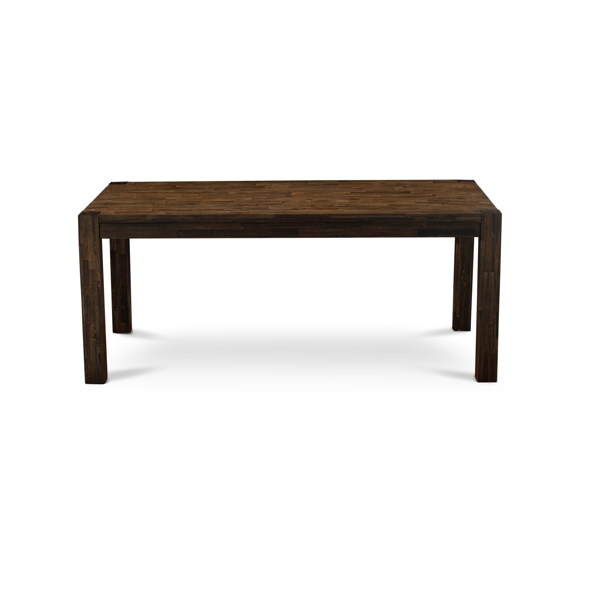 East West Furniture Lm7-07-T  Amazing Rectangular Modern Dining Table With Distressed Jacobean Color Table Top Surface And Asian Wood Modern Rectangular Dining Table Wooden Legs - Distressed Jacobean Finish