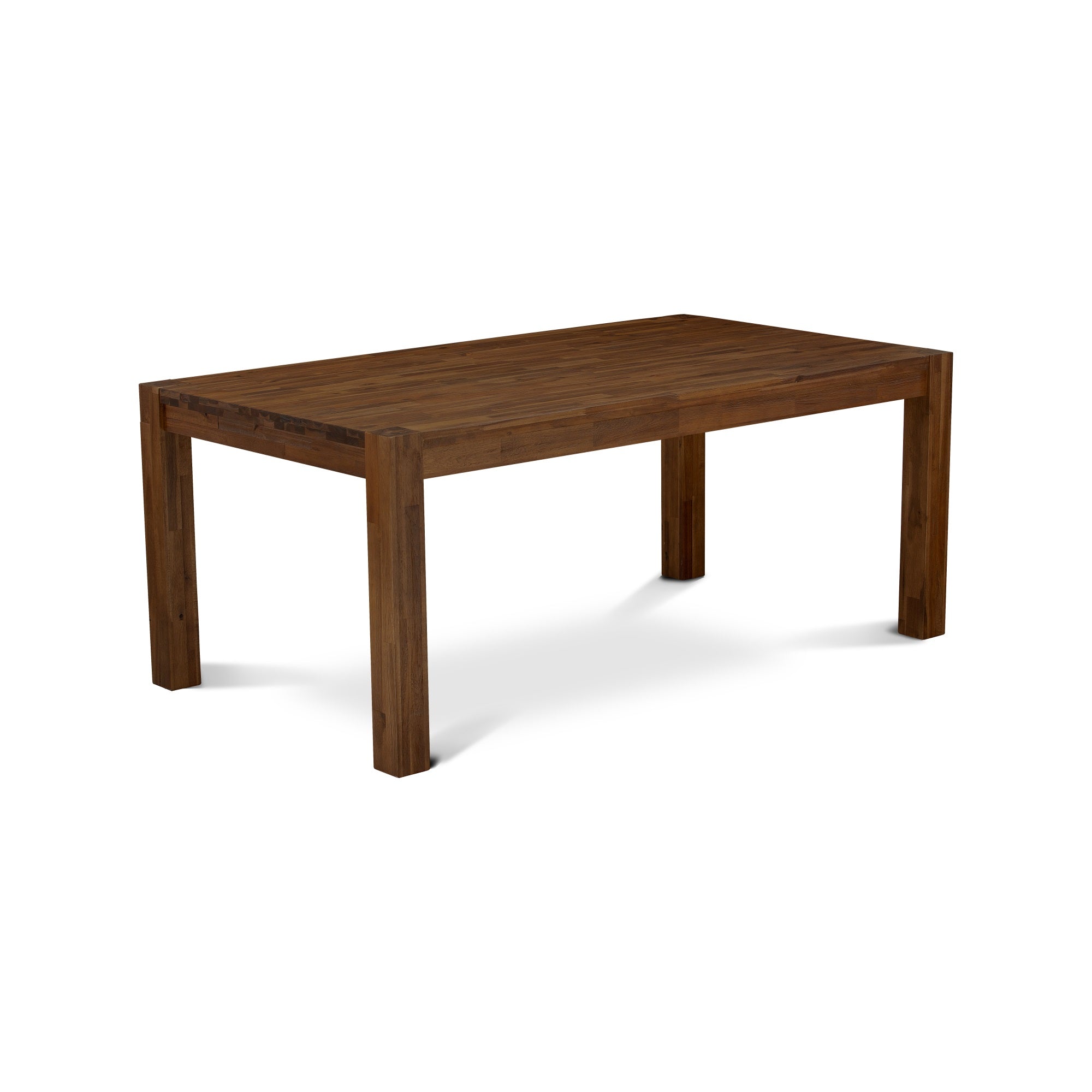 Ergode 5-Piece Dining Room Set - 4 Chairs With Light Tan Linen Seats - Rectangular Table With Wooden Legs - Antique Walnut Finish