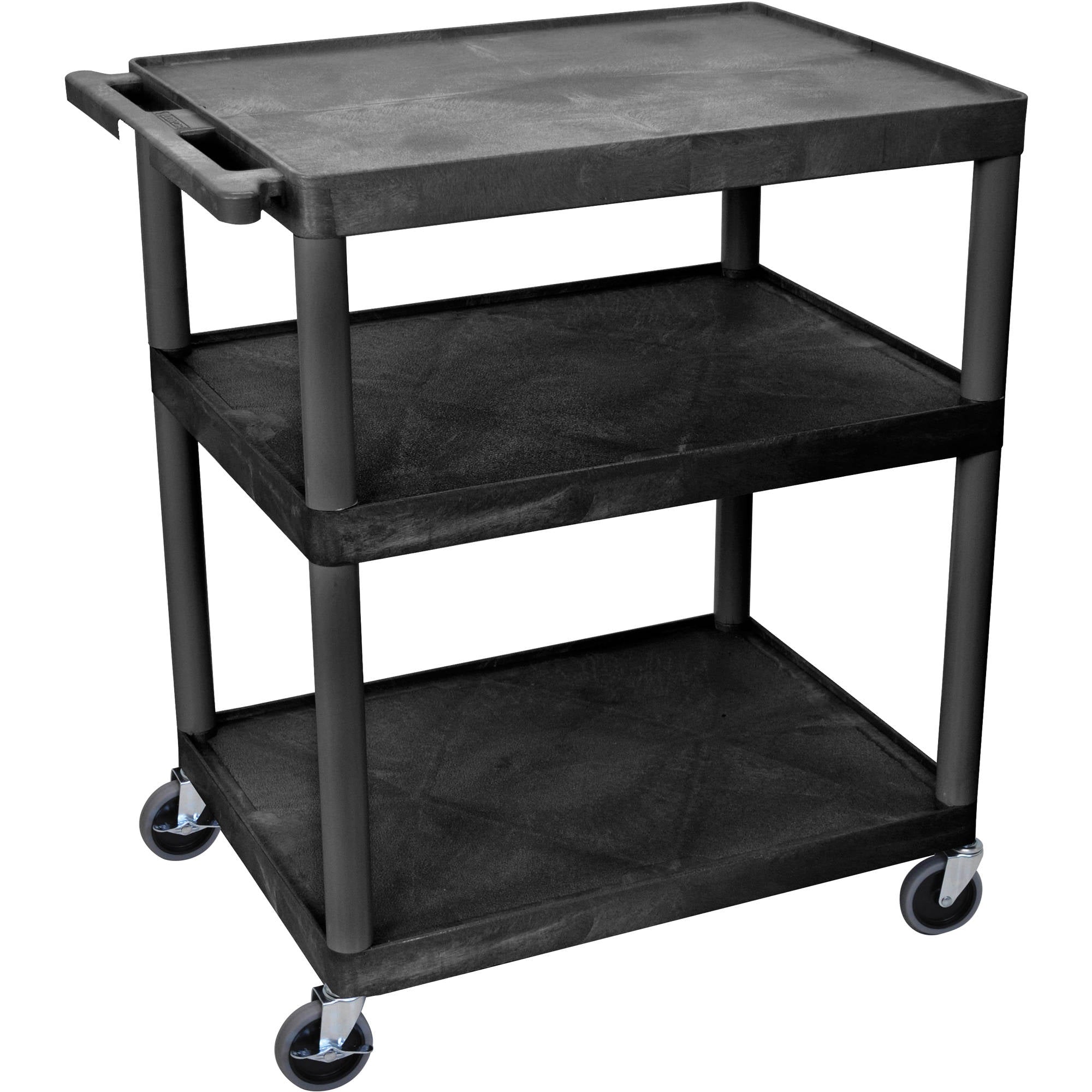 Luxor Endura Black 3 Shelf Presentation Cart 40 1/4H
