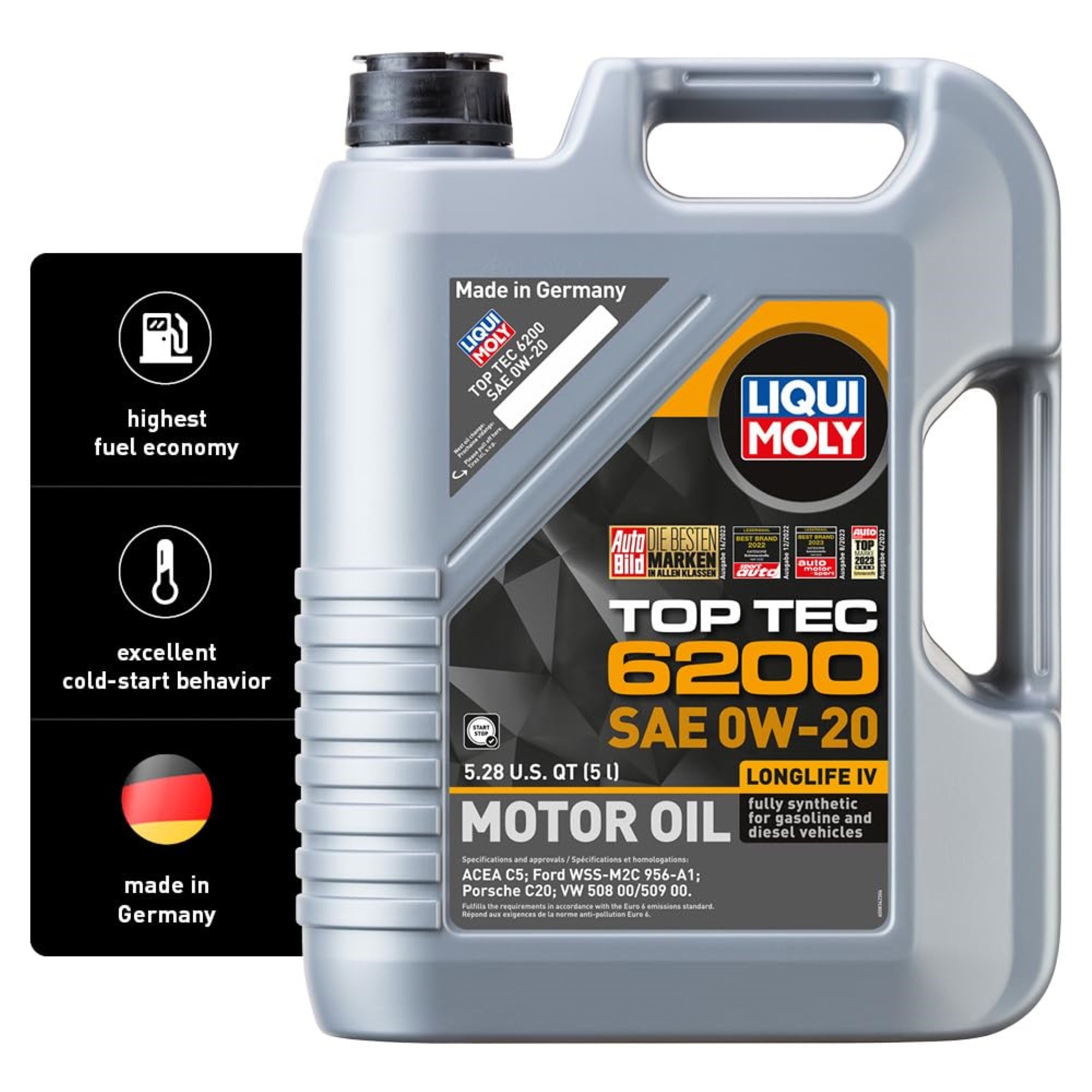LIQUI MOLY Top Tec 6200 SAE 0W-20 | 5 L | Fully synthetic engine oil | SKU: 20238