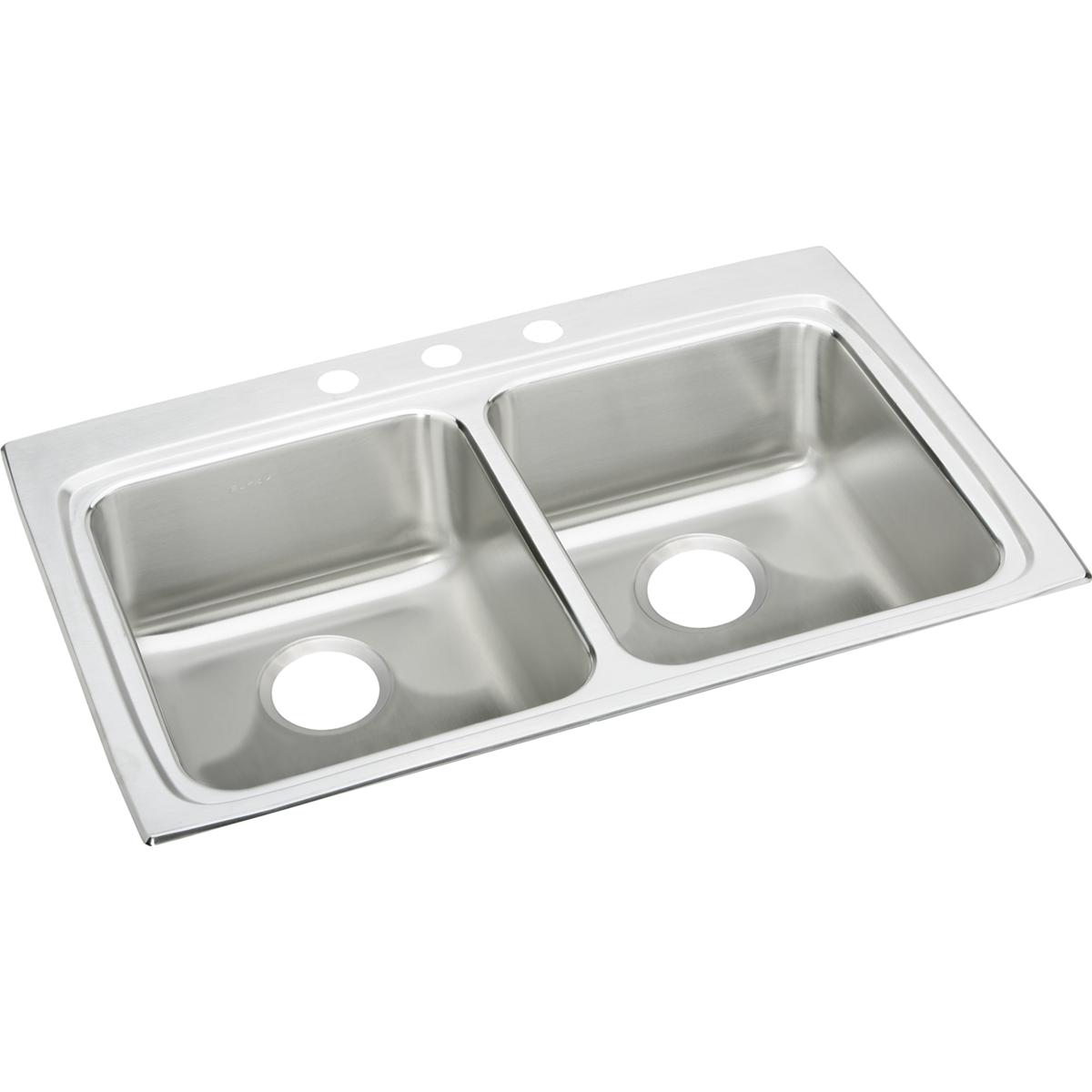 Elkay Lustertone Classic Stainless Steel 33 X 22 X 6-1/2, Equal Double Bowl Drop-In Ada Sink