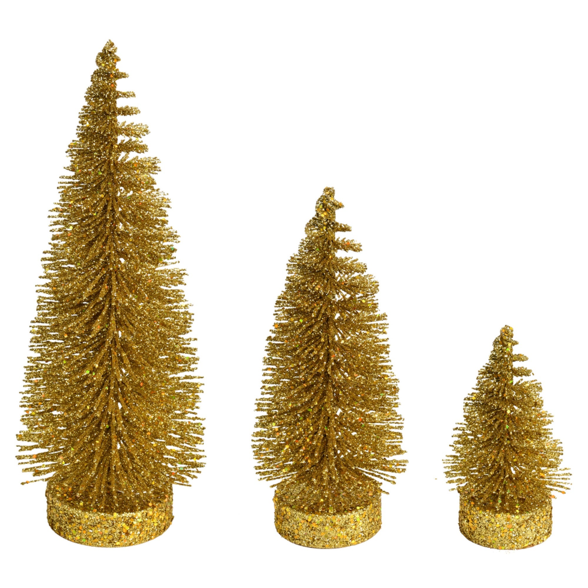 3”-5”-7” Gold Glitter Oval Tree 3/Set