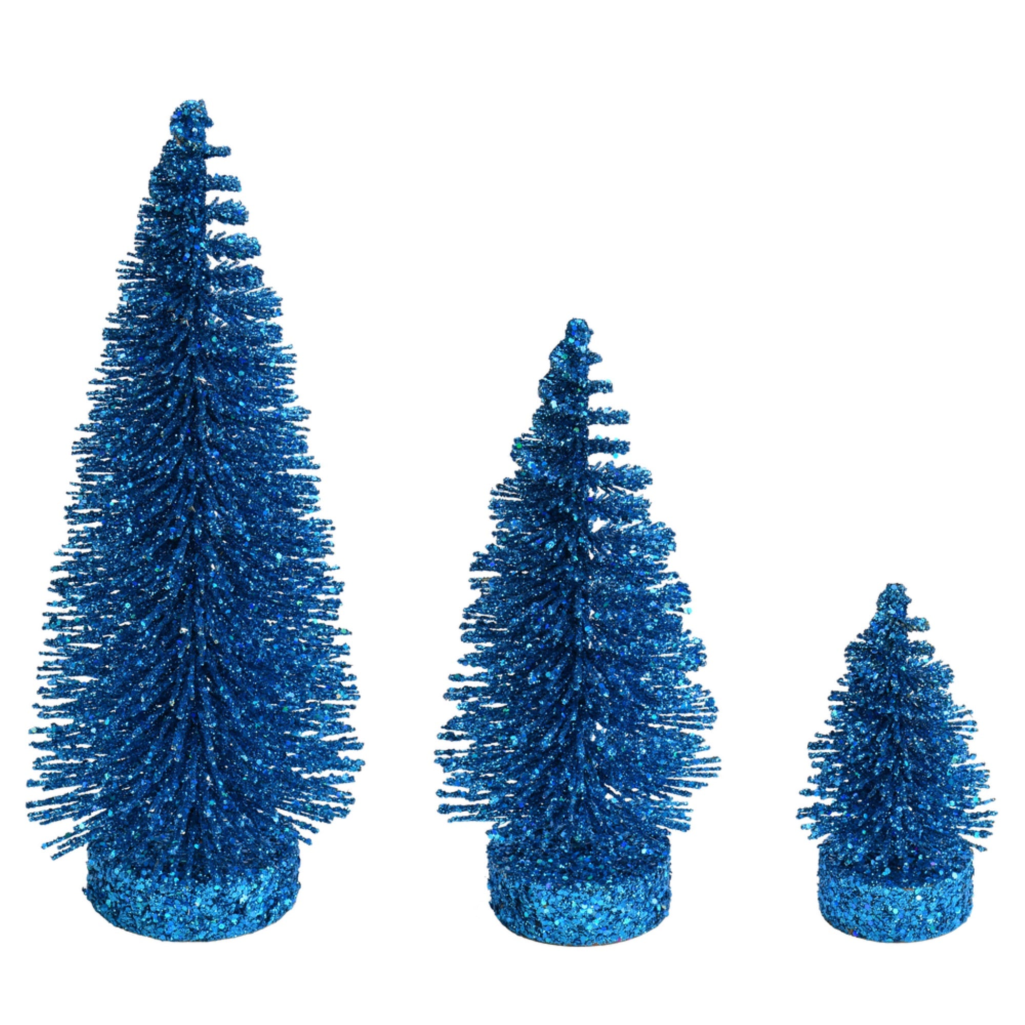 3”-5”-7” Turquoise Glitt Oval Tree 3/Set
