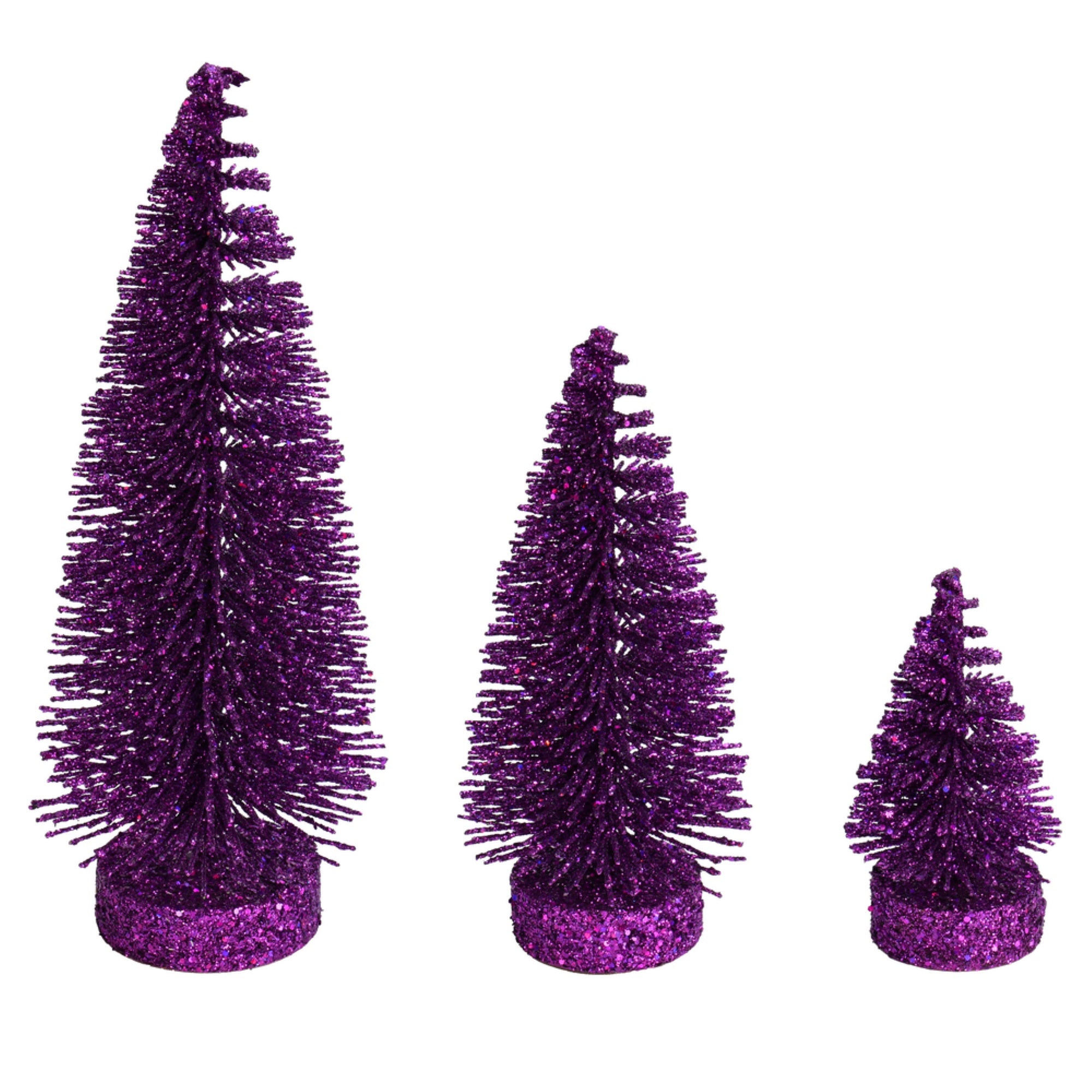 3”-5”-7” Plum Glitter Oval Tree 3/Set
