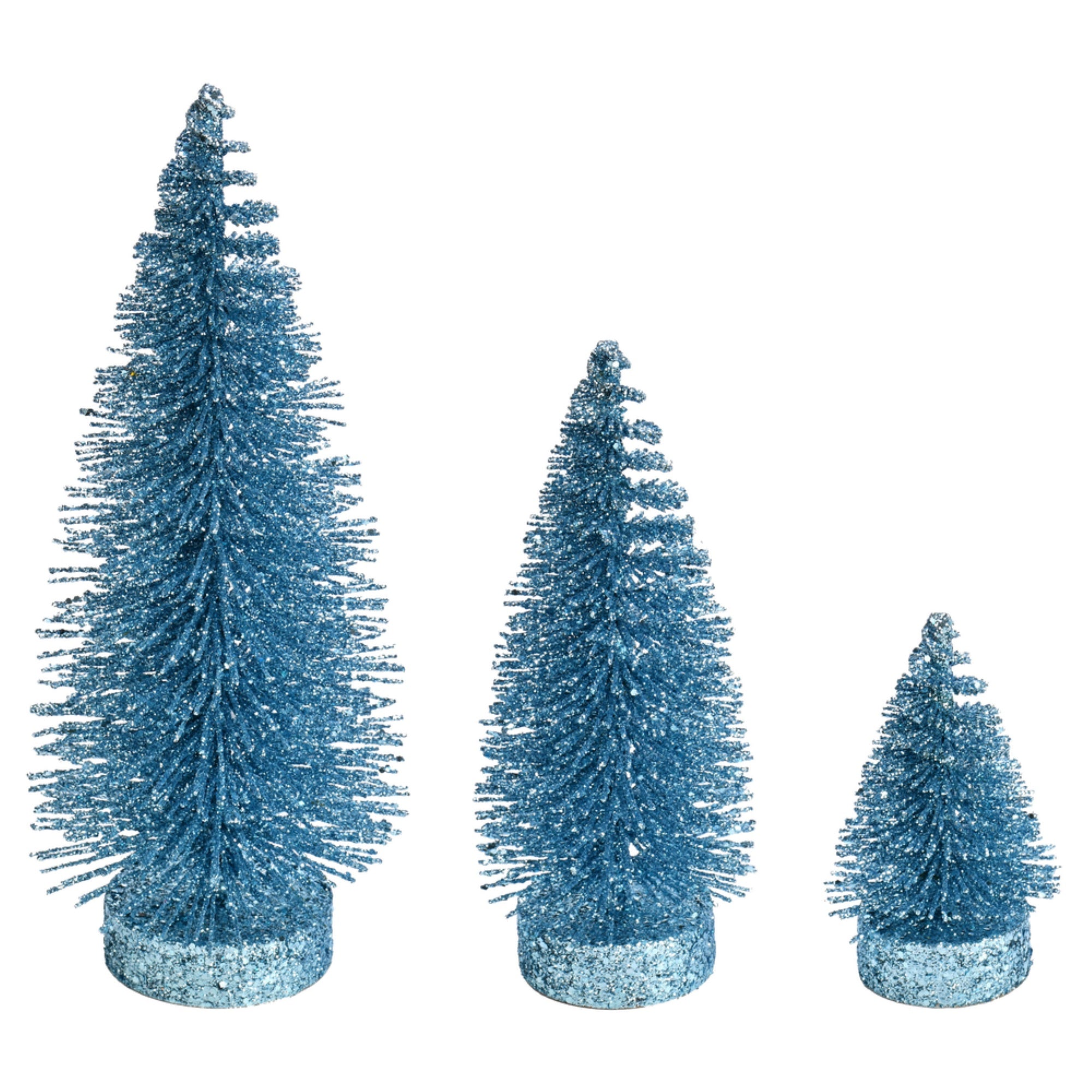 3”-5”-7” Baby Blue Glitt Oval Tree 3/Set