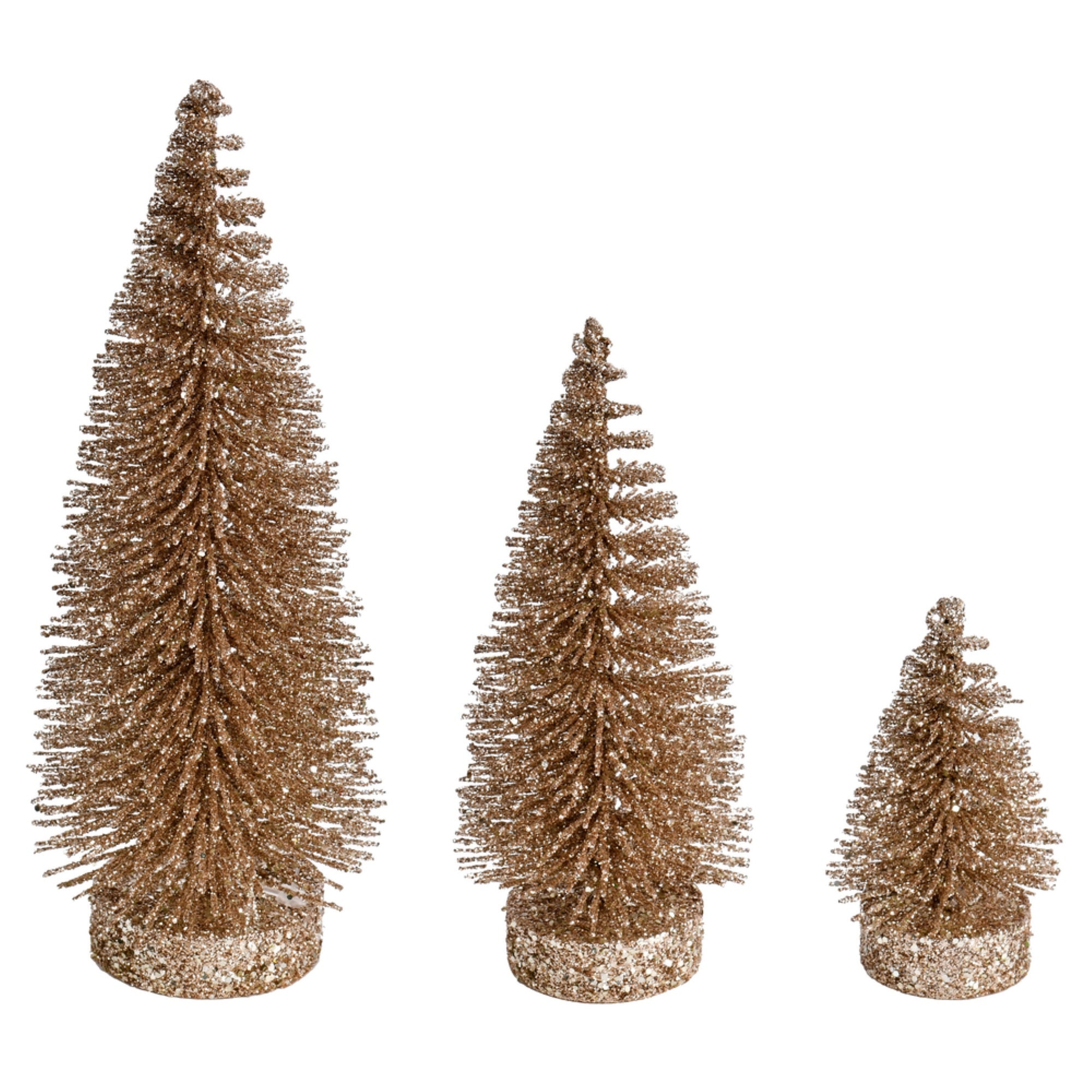 3”-5”-7” Champagne Glitt Oval Tree 3/Set