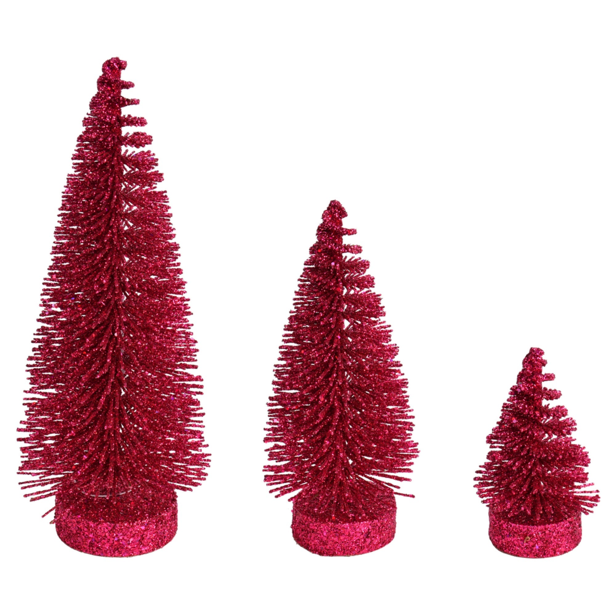 3”-5”-7” Dusty Rose Glitt Oval Tree 3Set