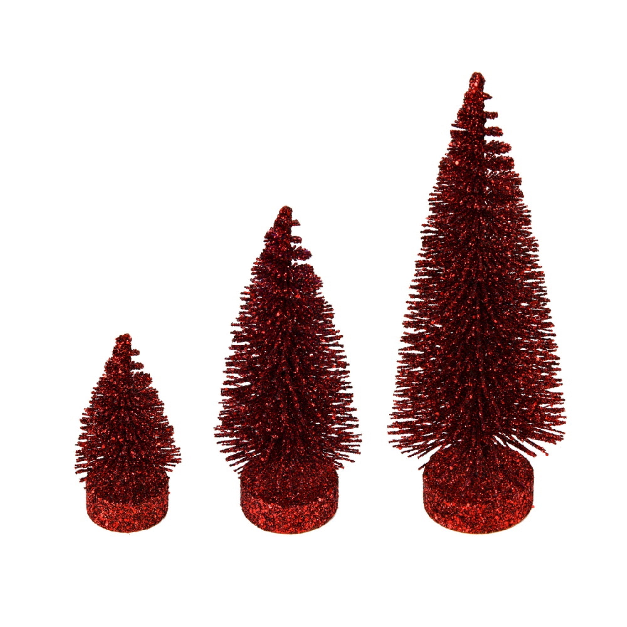 3”-5”-7” Burgundy Glitter Oval Tree 3Set