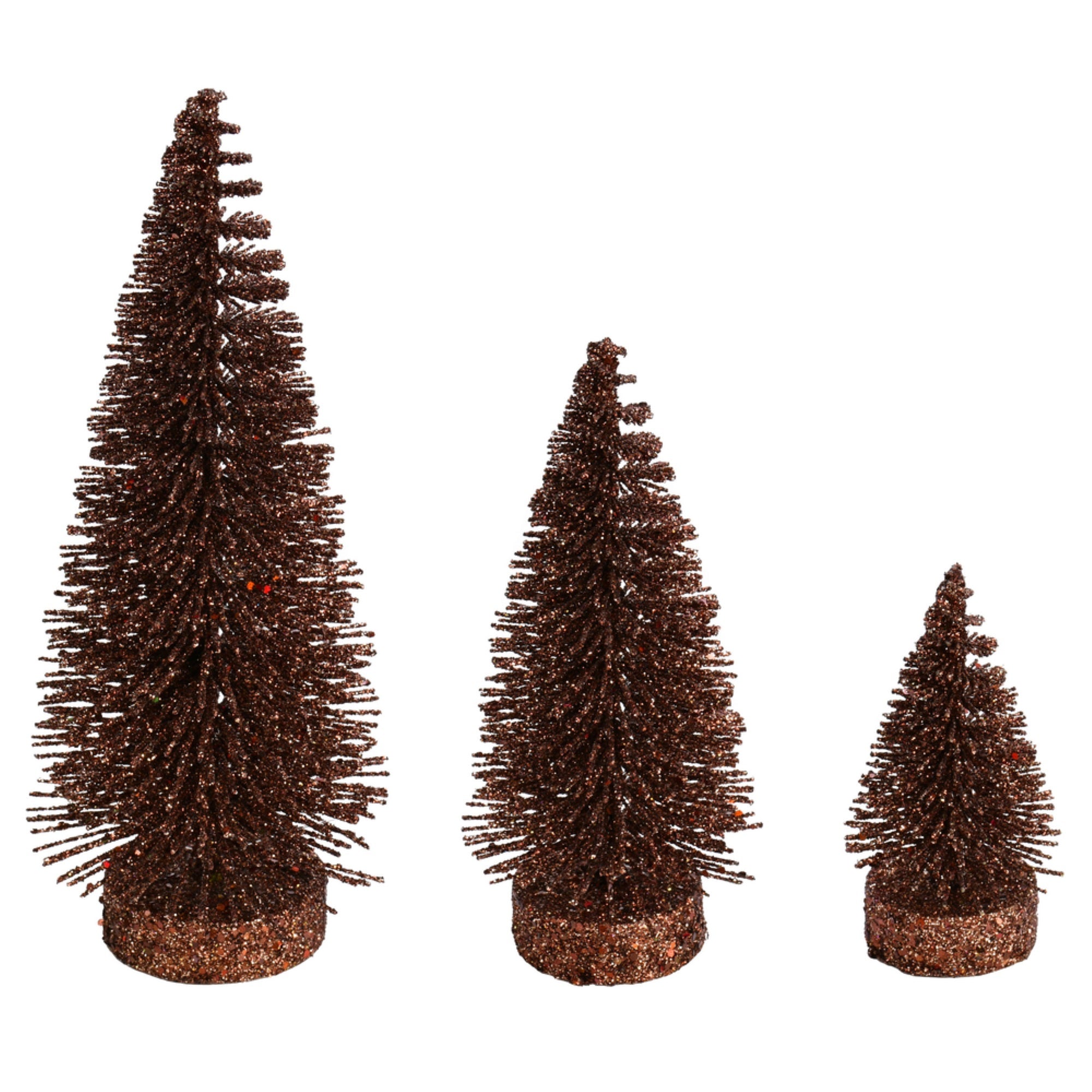 3”-5”-7” Chocolate Glitt Oval Tree 3/Set