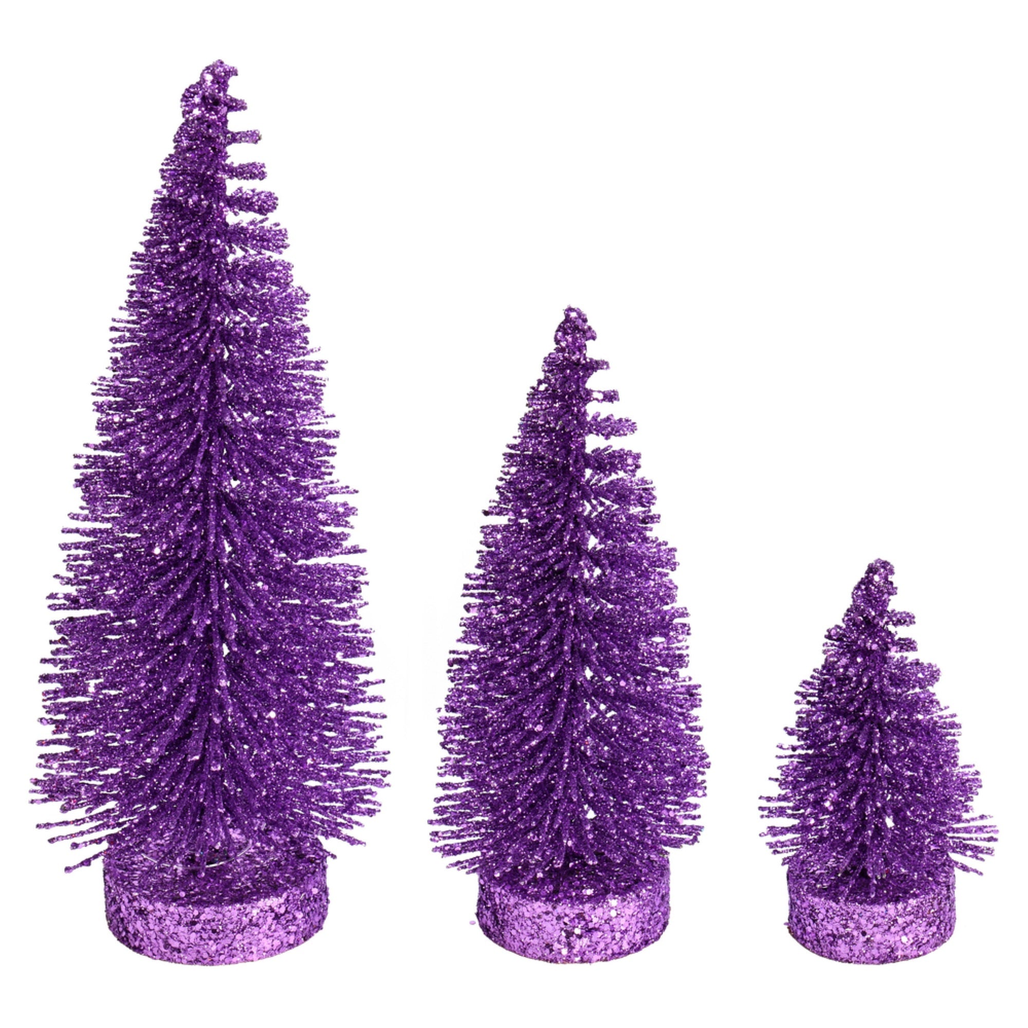 3”-5”-7” Lavender Glitter Oval Tree 3Set
