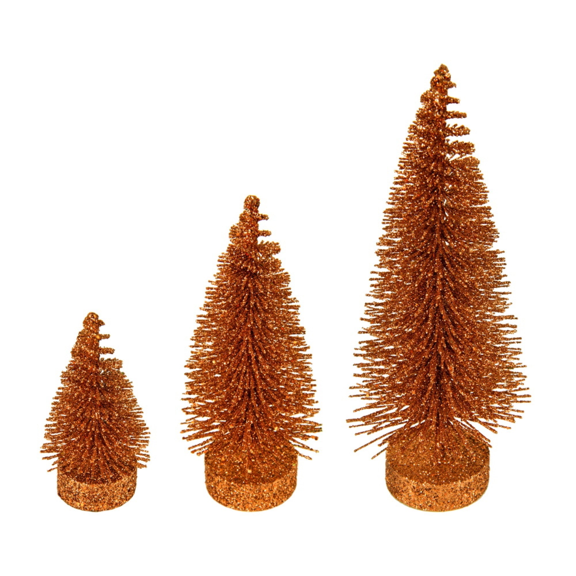 3”-5”-7” Copper Glitter Oval Tree 3/Set