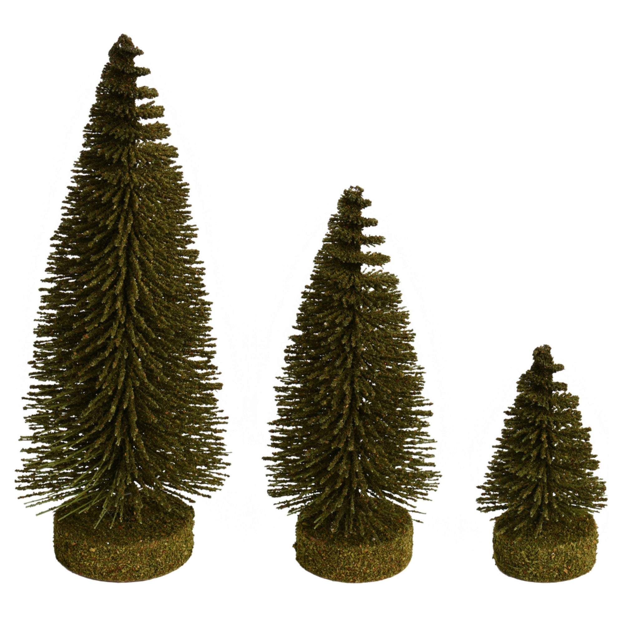 Vickerman 3”-5”-7” Green Oval Pine Artificial Christmas Tree Set of 3