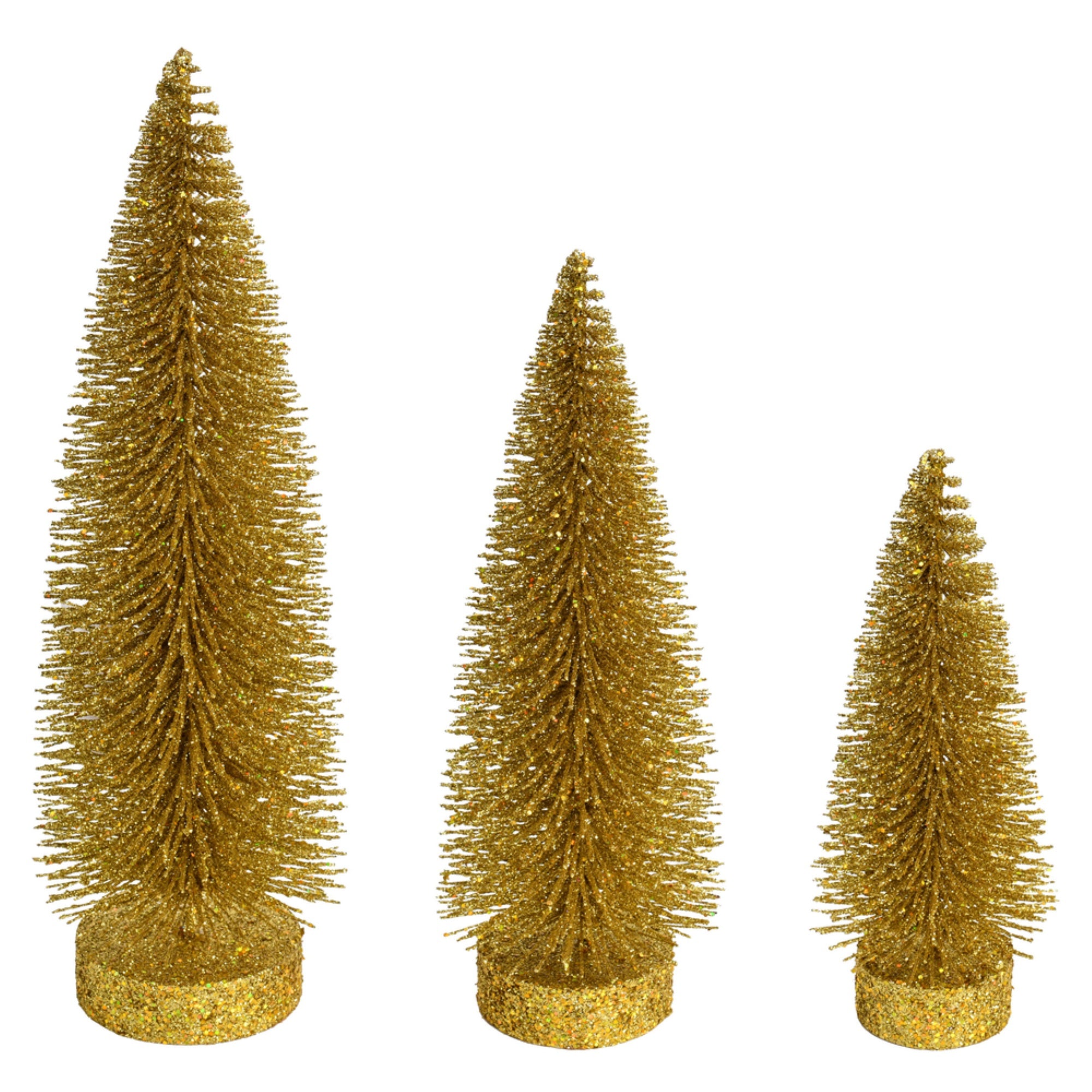 7”-9”-11” Gold Glitter Oval Tree 3/Set