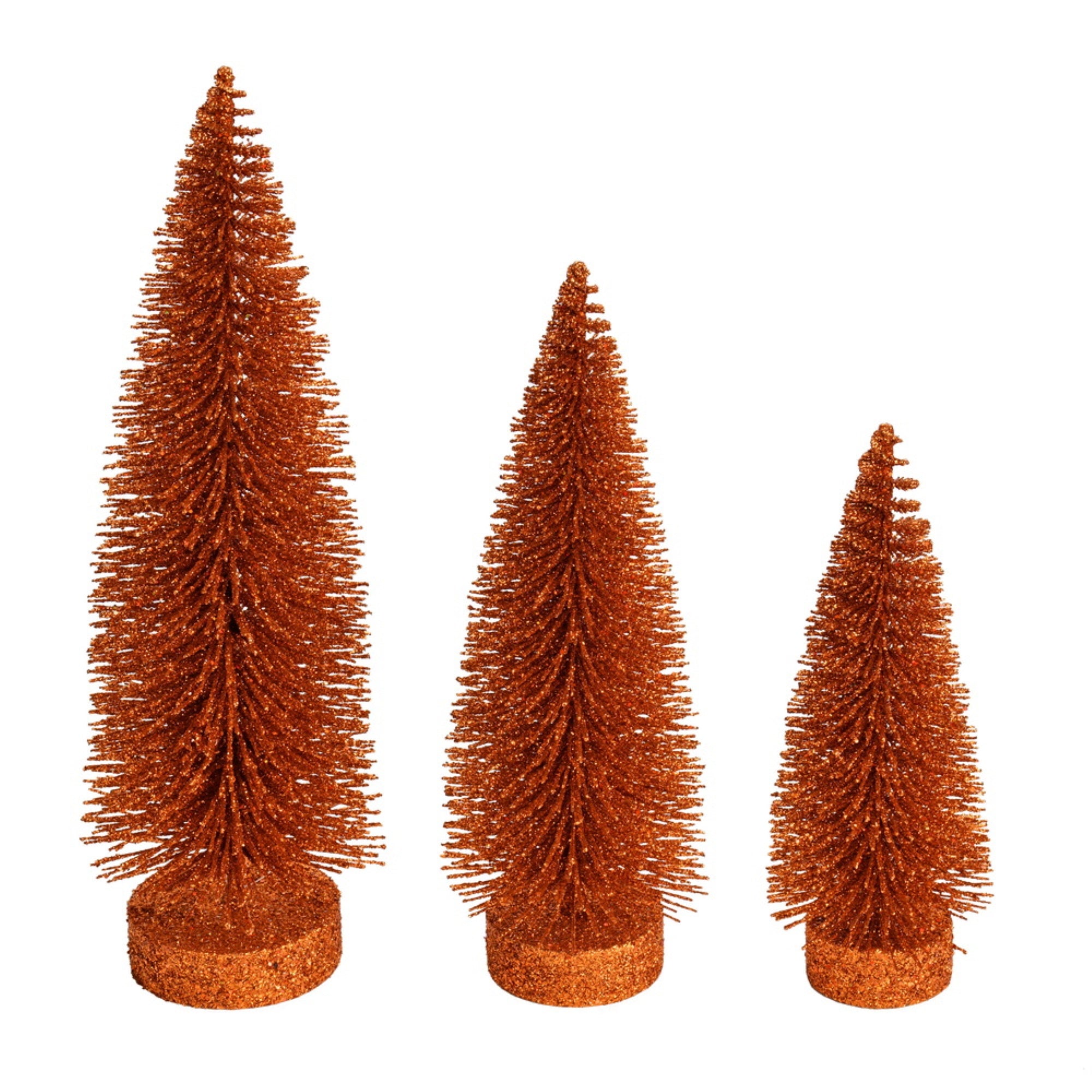7”-9”-11” Orange Glitter Oval Tree 3/Set