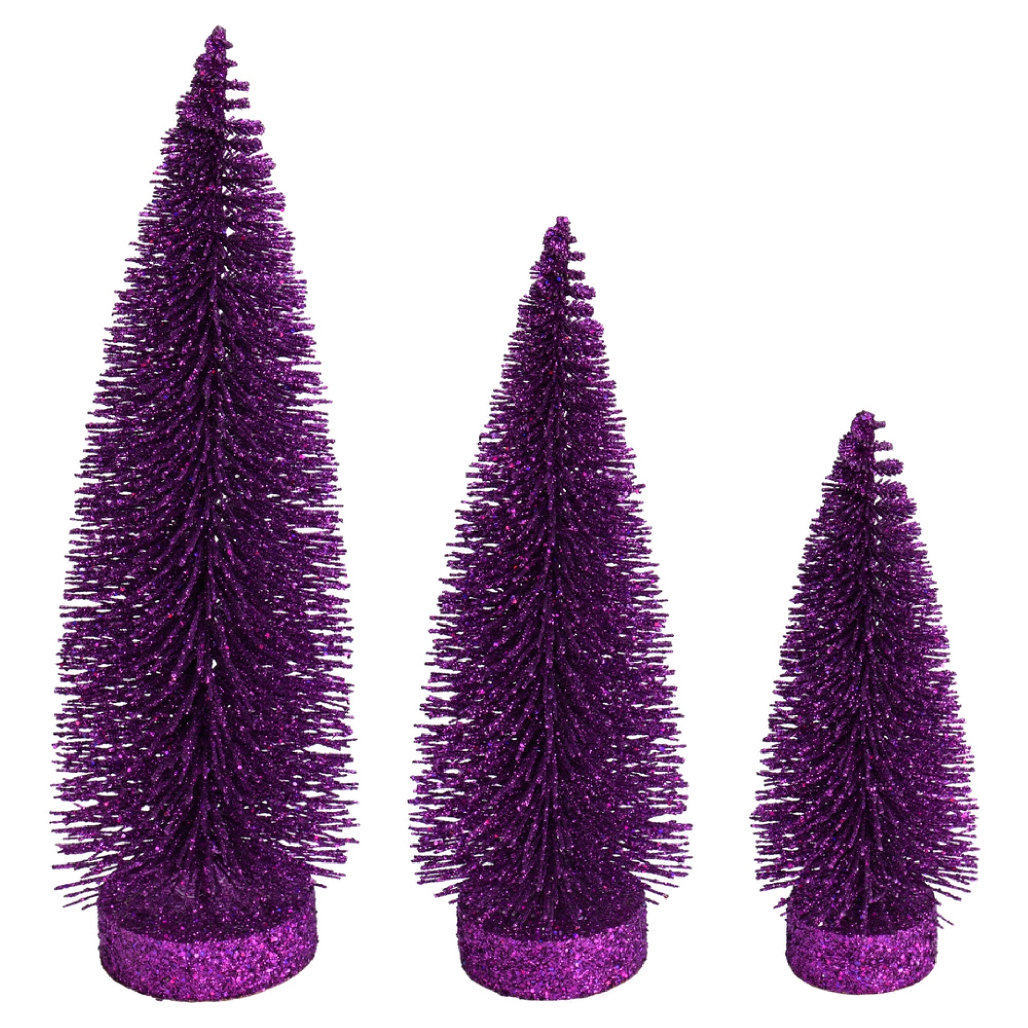 7”-9”-11” Plum Glitter Oval Tree 3/Set