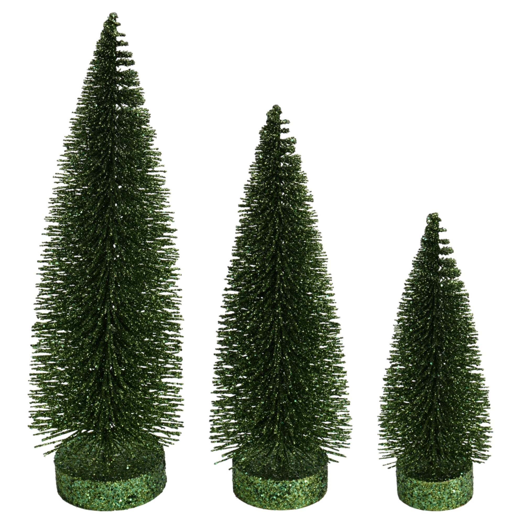 7”-9”-11” Moss Green Glit Oval Tree 3Set