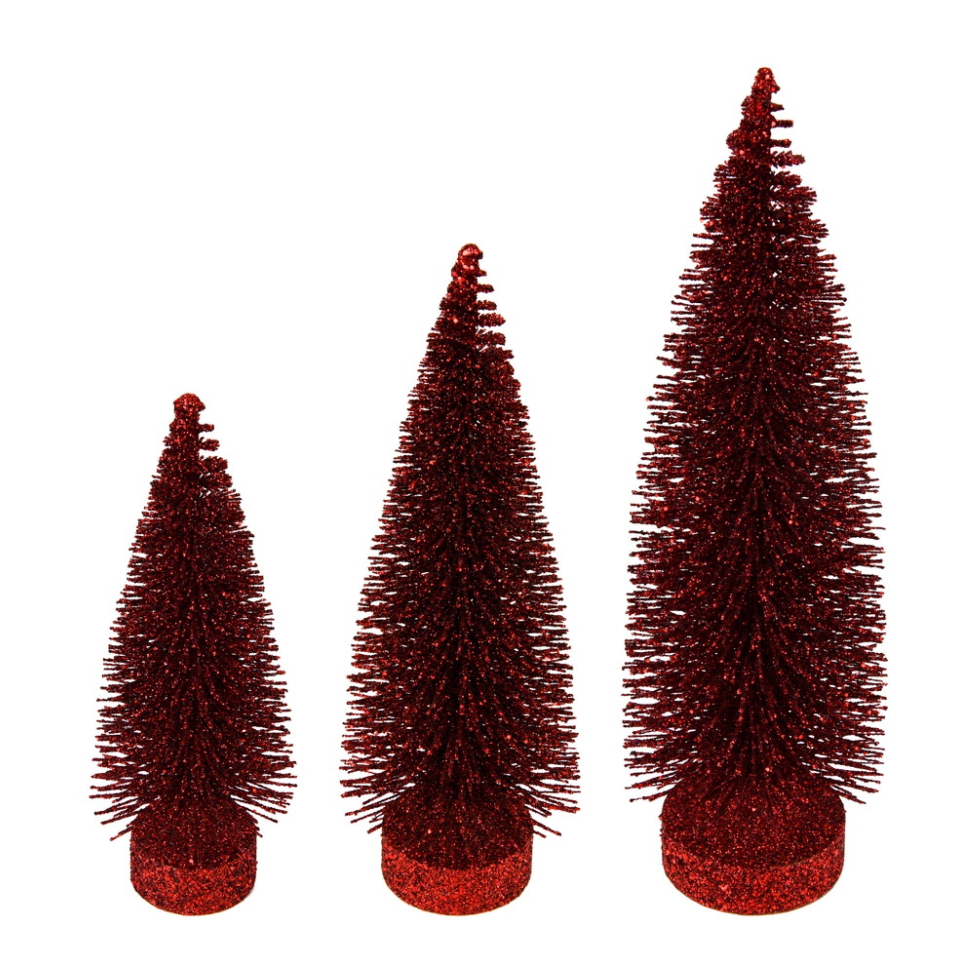 7”-9”-11” Burgundy Glitt Oval Tree 3/Set