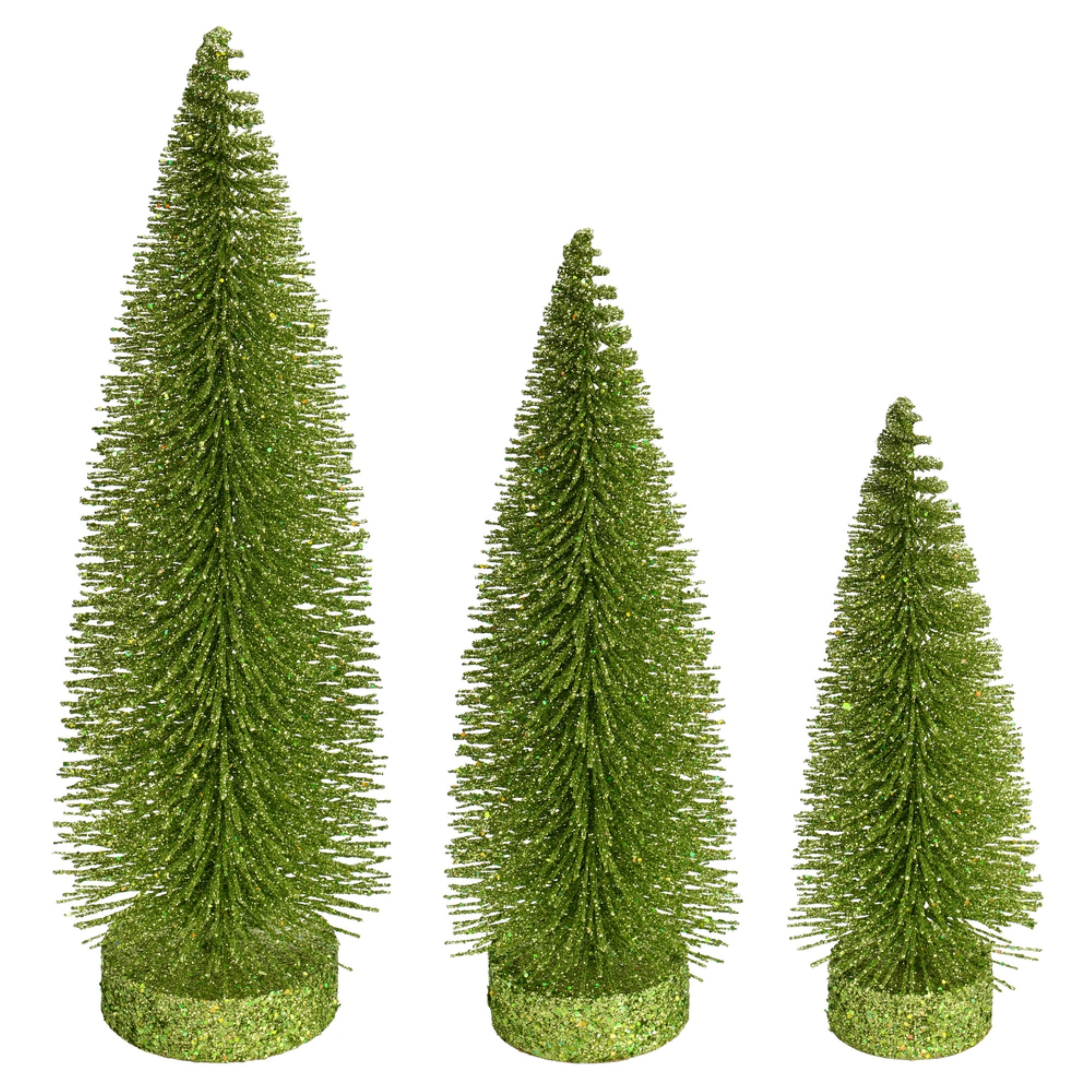 7”-9”-11” Lime Glitter Oval Tree 3/Set