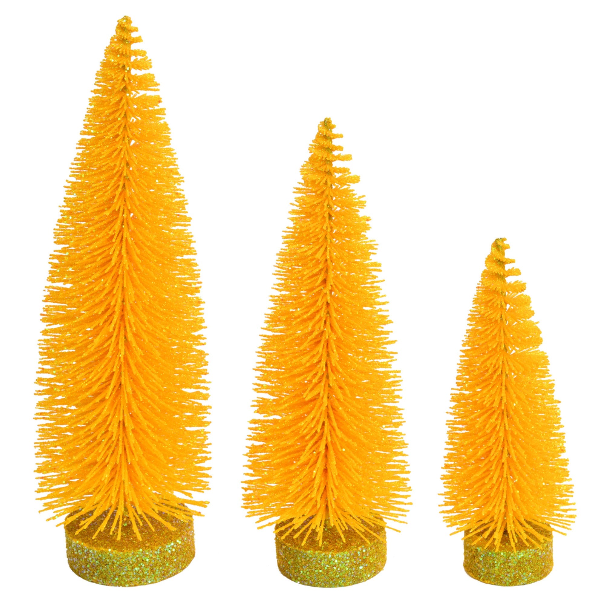 7”-9”-11” Yellow Glitter Oval Tree 3/Set
