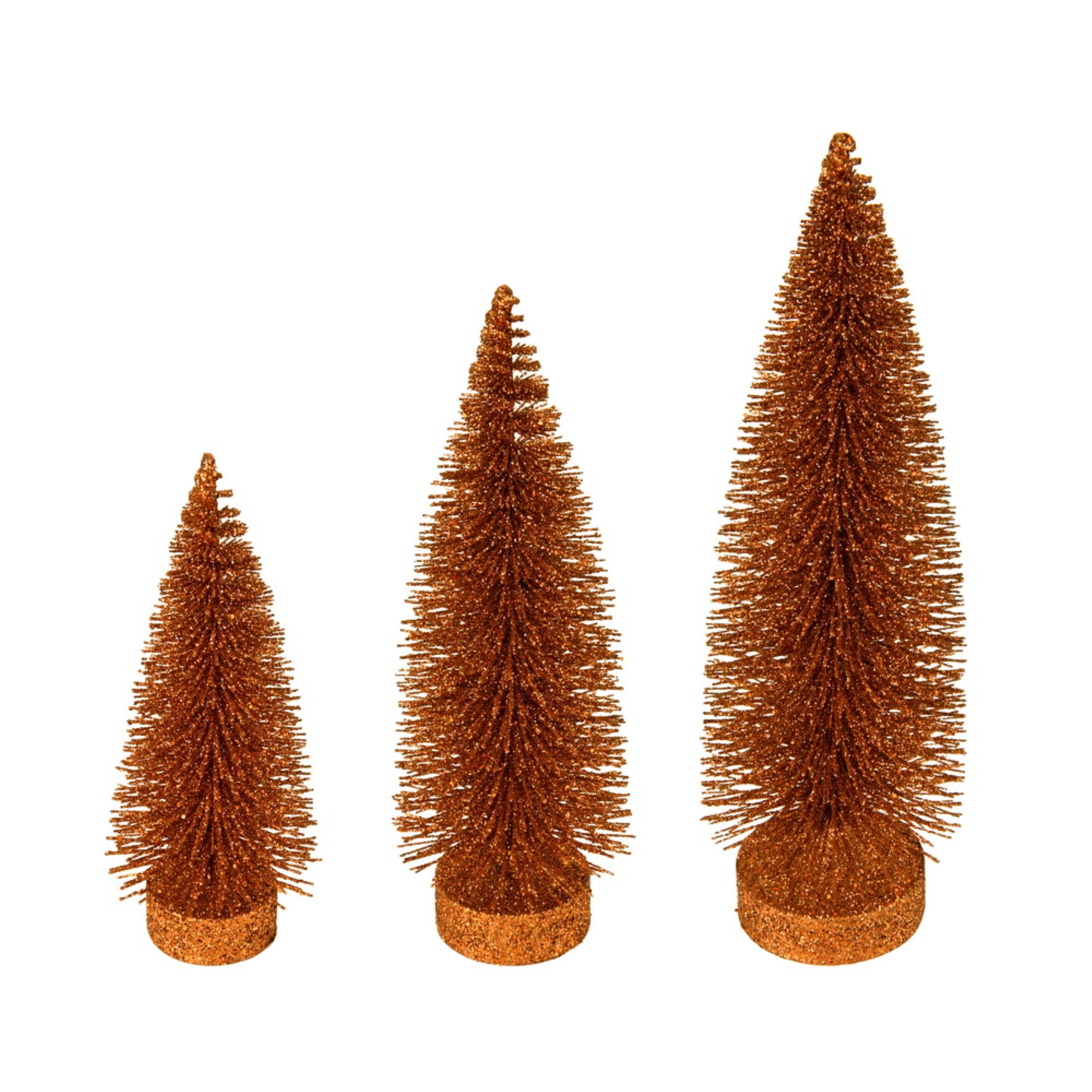 7”-9”-11” Copper Glitter Oval Tree 3/Set