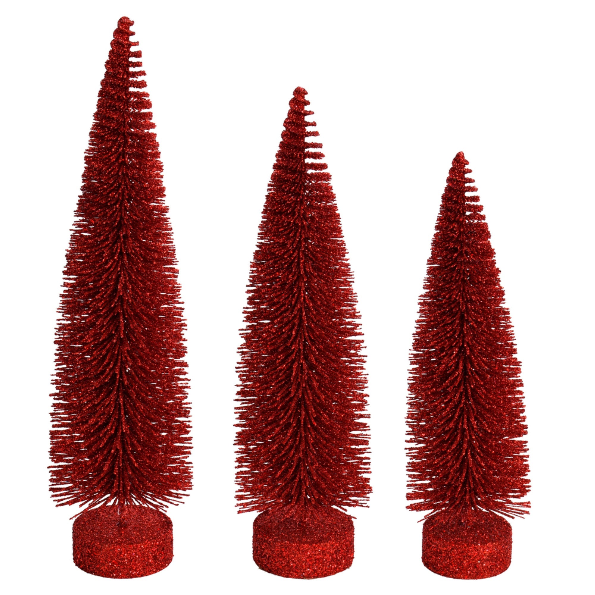12”-14”-16” Red Glitter Oval Tree 3/Set