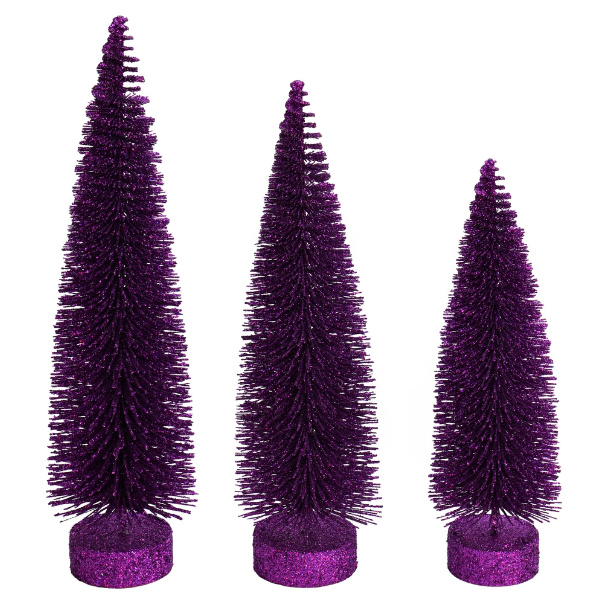 12”-14”-16” Plum Glitter Oval Tree 3/Set