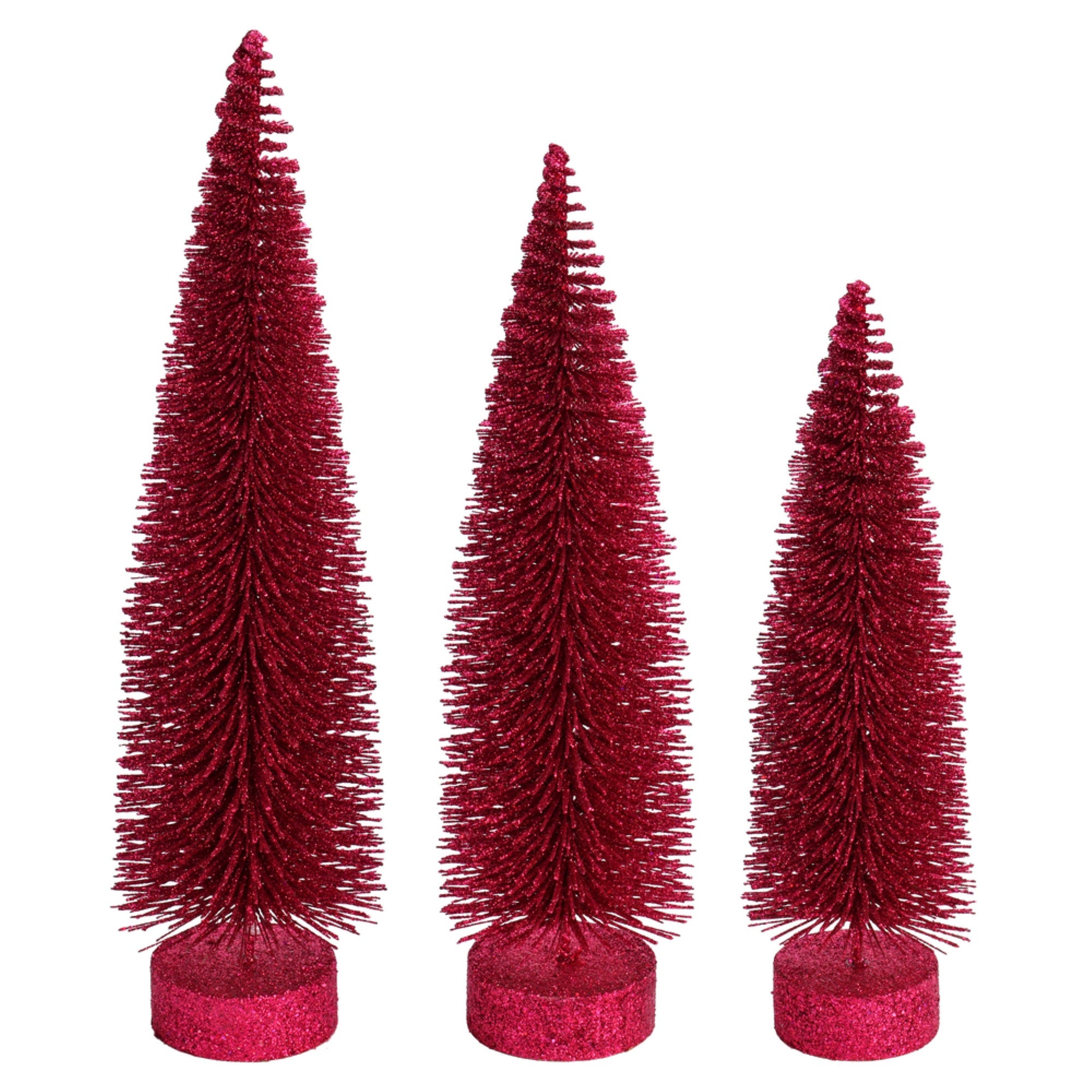 12”-14”-16” Dusty Rose Glitt Tree 3/Set
