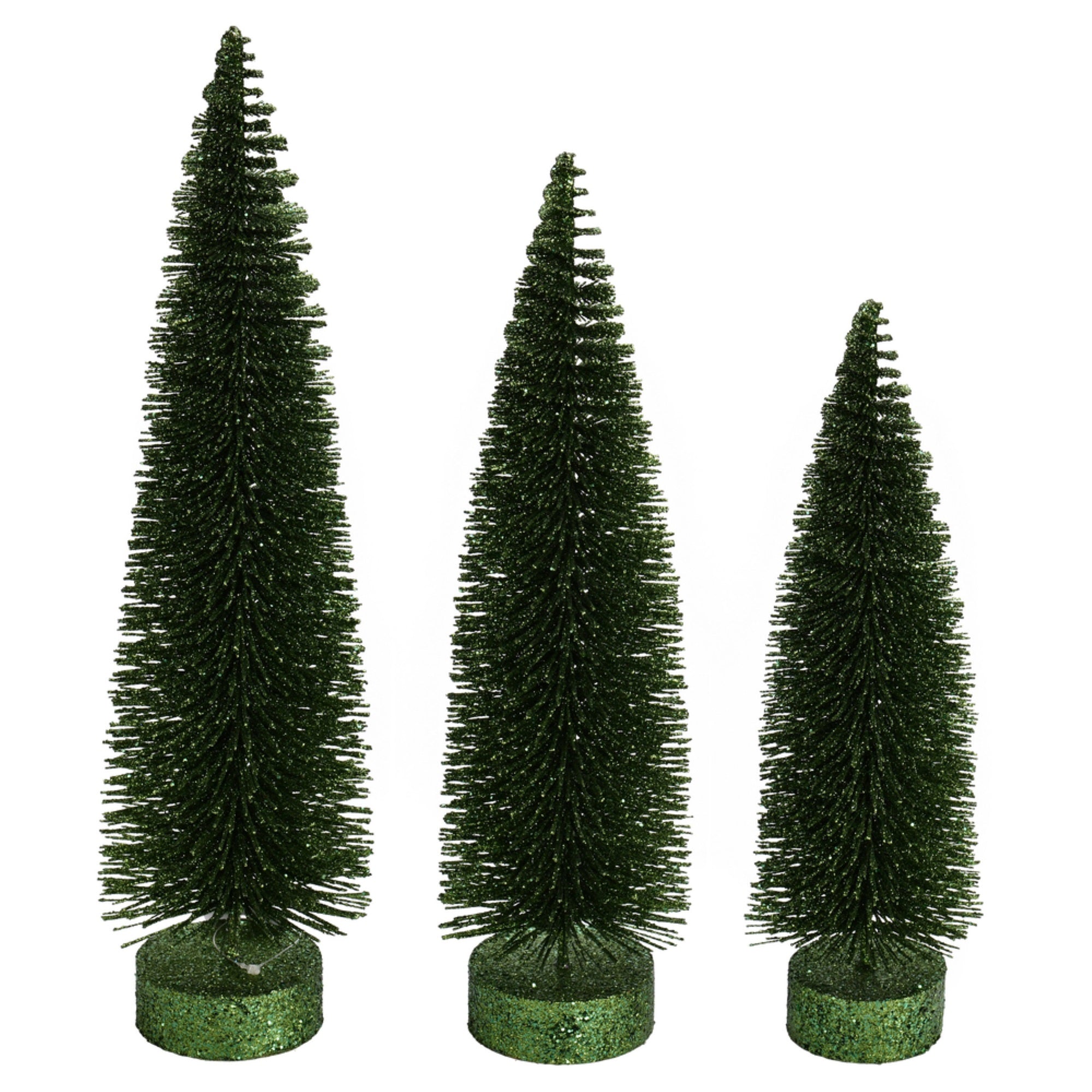 12”-14”-16” Moss Green Glitt Tree 3/Set