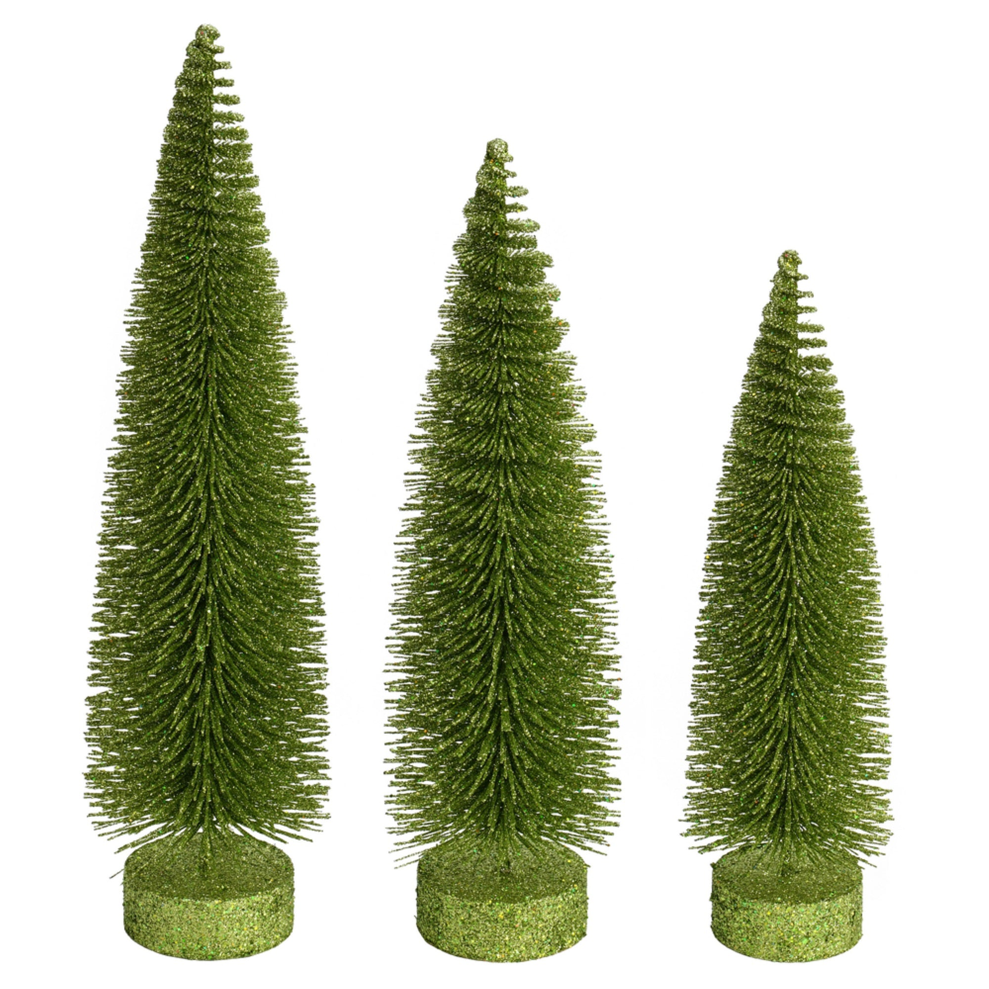 12”-14”-16” Lime Glitter Oval Tree 3/Set