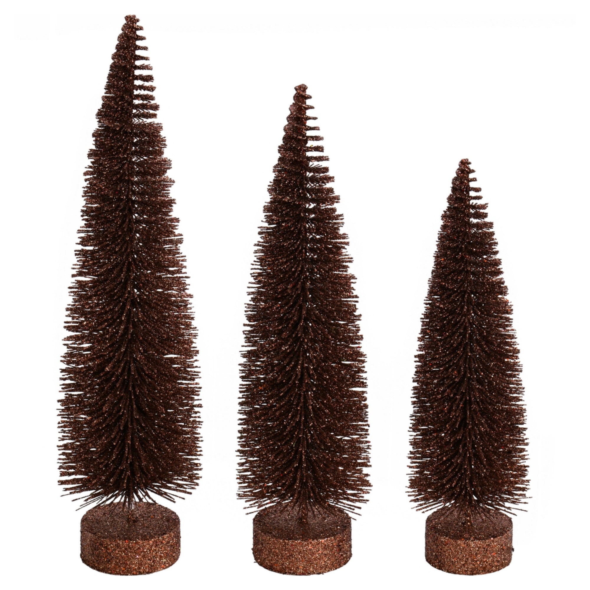 12”-14”-16” Chocolate Glitter Tree 3/Set